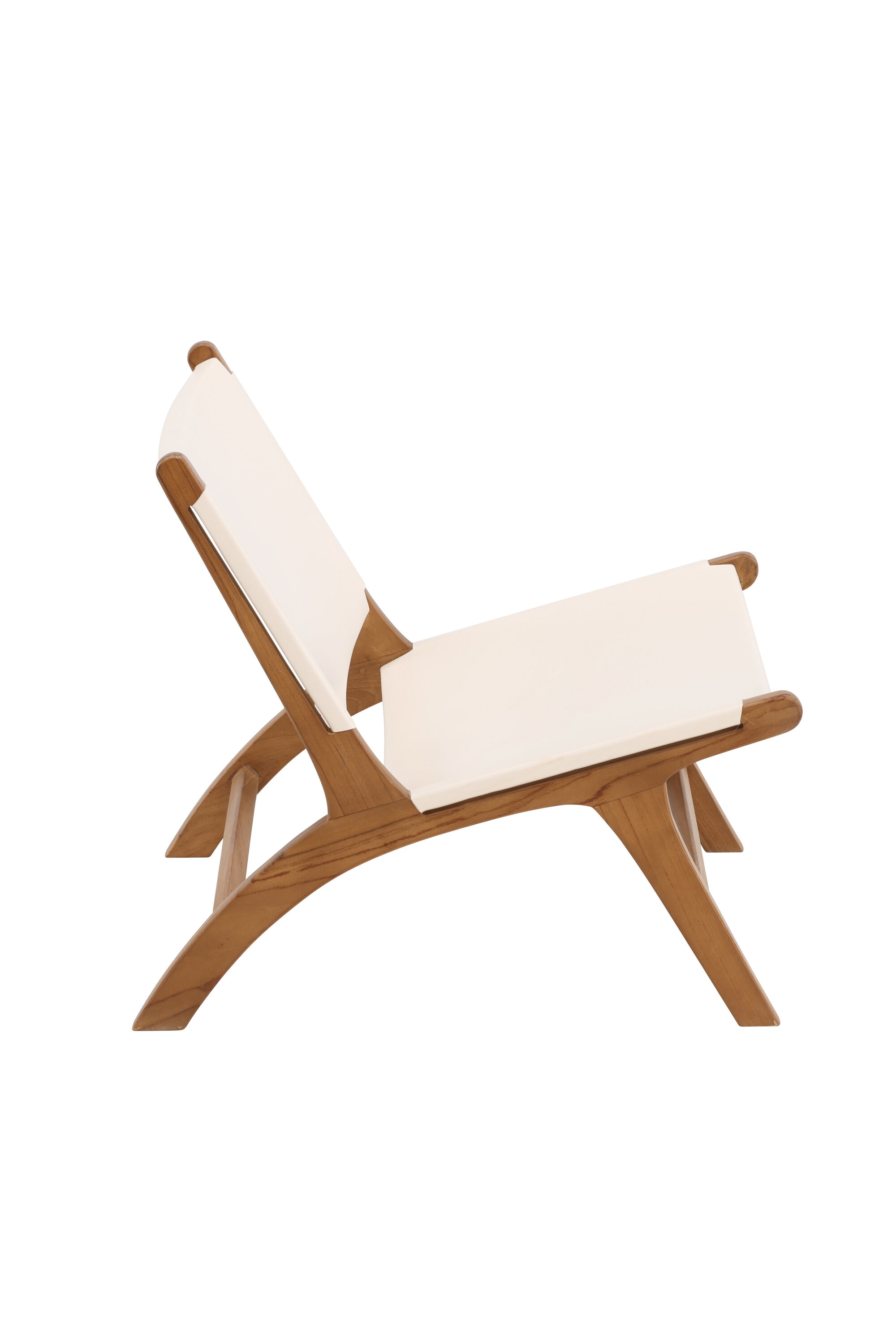 Nohr Fauteuil 'Calogero' Teakhout en Lederlook, kleur Crème