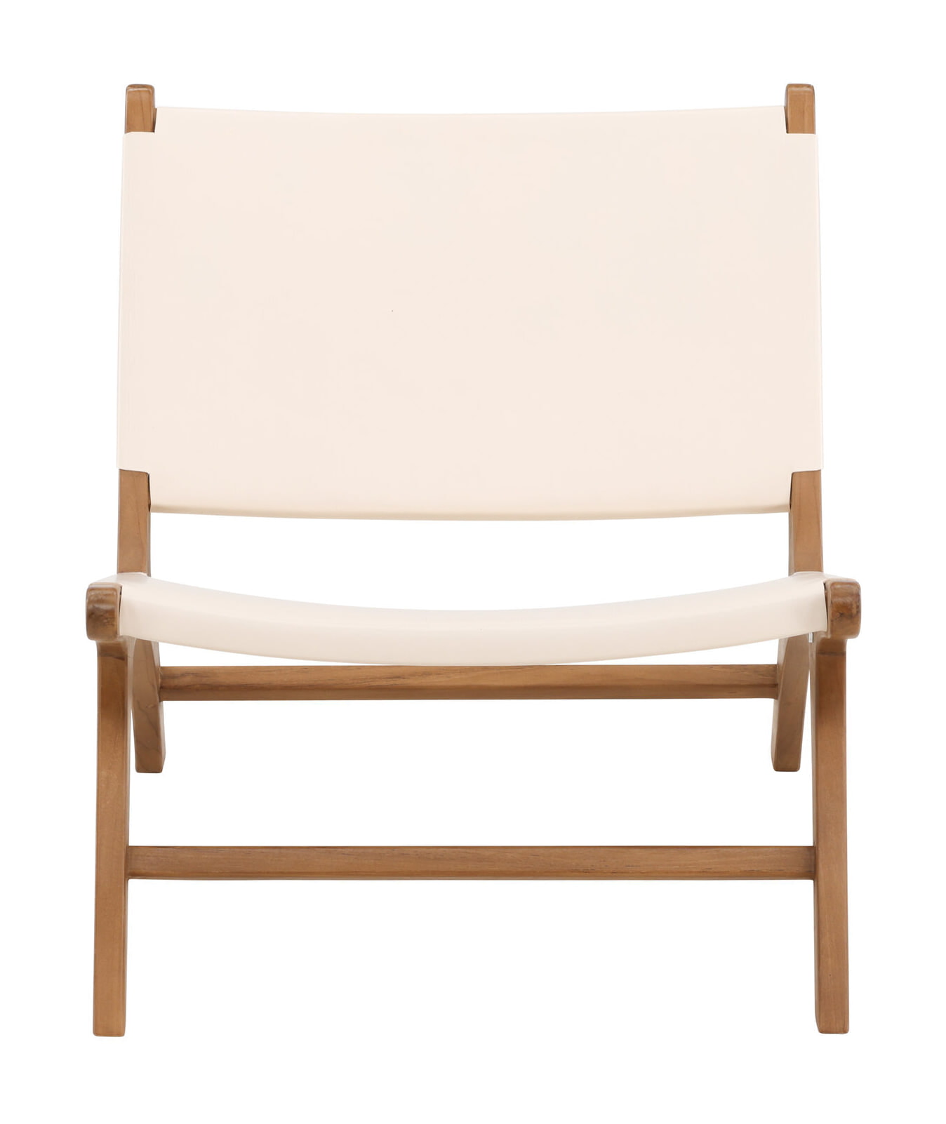 Nohr Fauteuil 'Calogero' Teakhout en Lederlook, kleur Crème