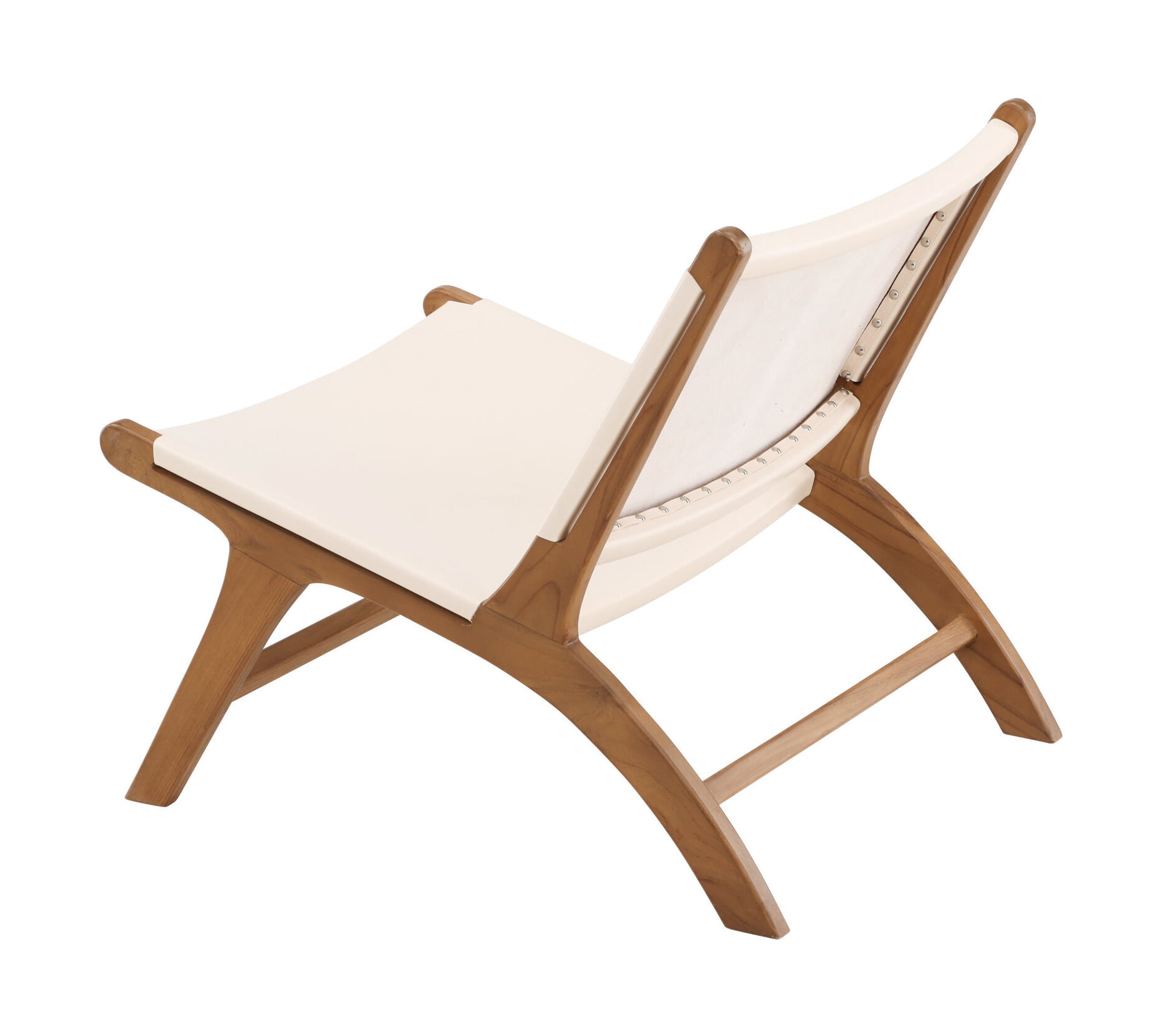 Nohr Fauteuil 'Calogero' Teakhout en Lederlook, kleur Crème