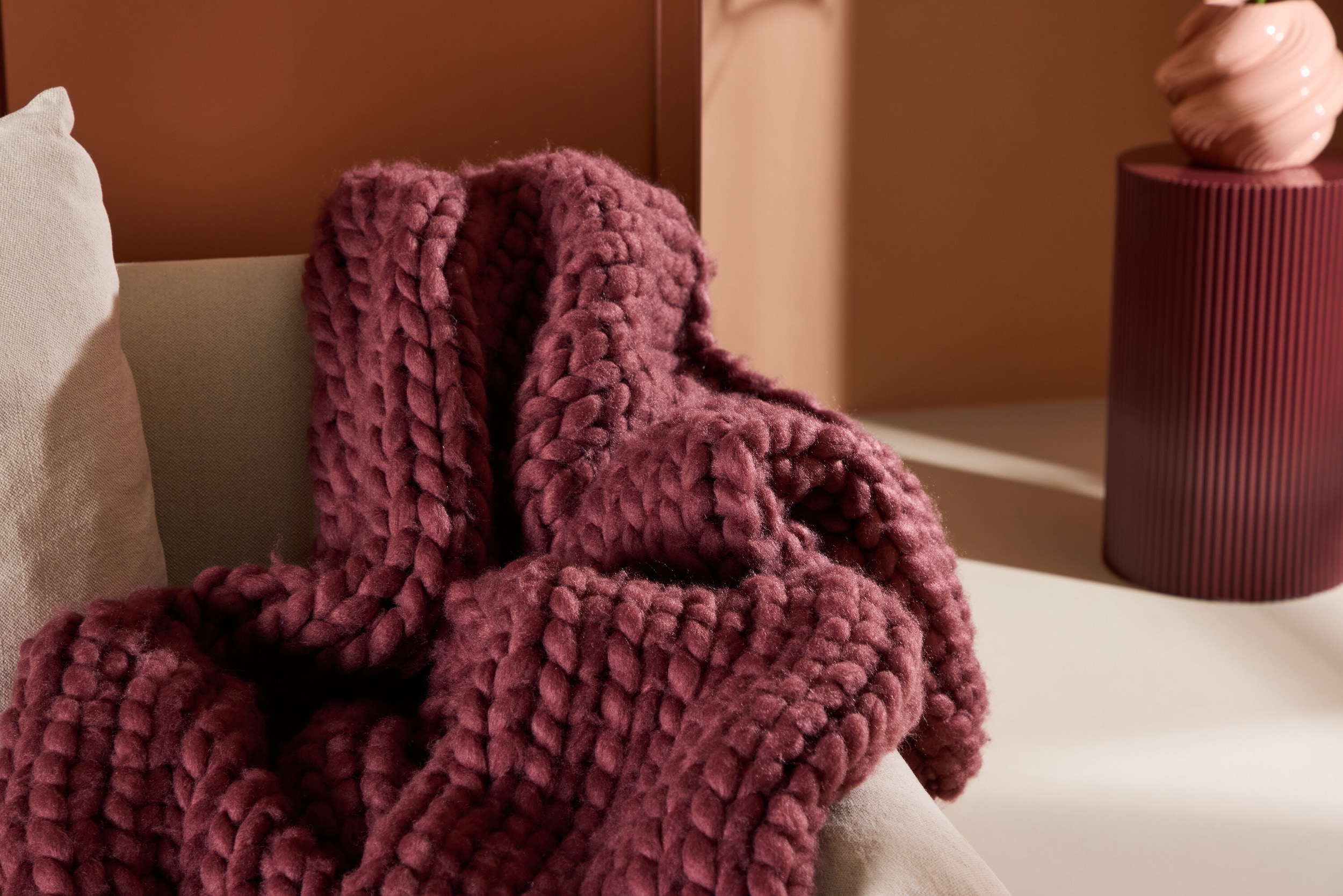 Nohr Plaid 'Alvis' 170 x 130cm, kleur Burgundy