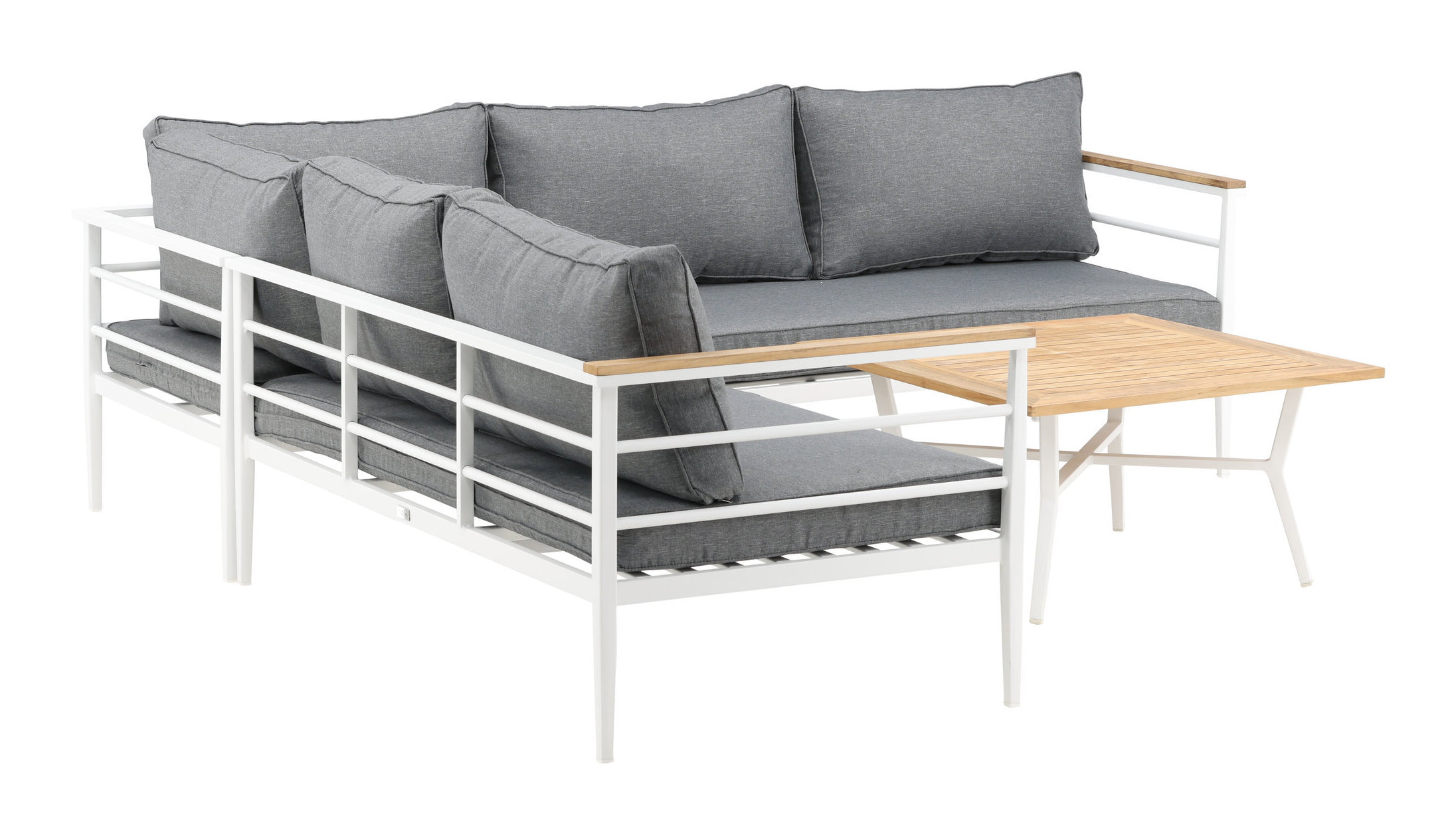 Nohr Loungeset 'Constantina' Teakhout, Met hoekbank en tafel, kleur Wit