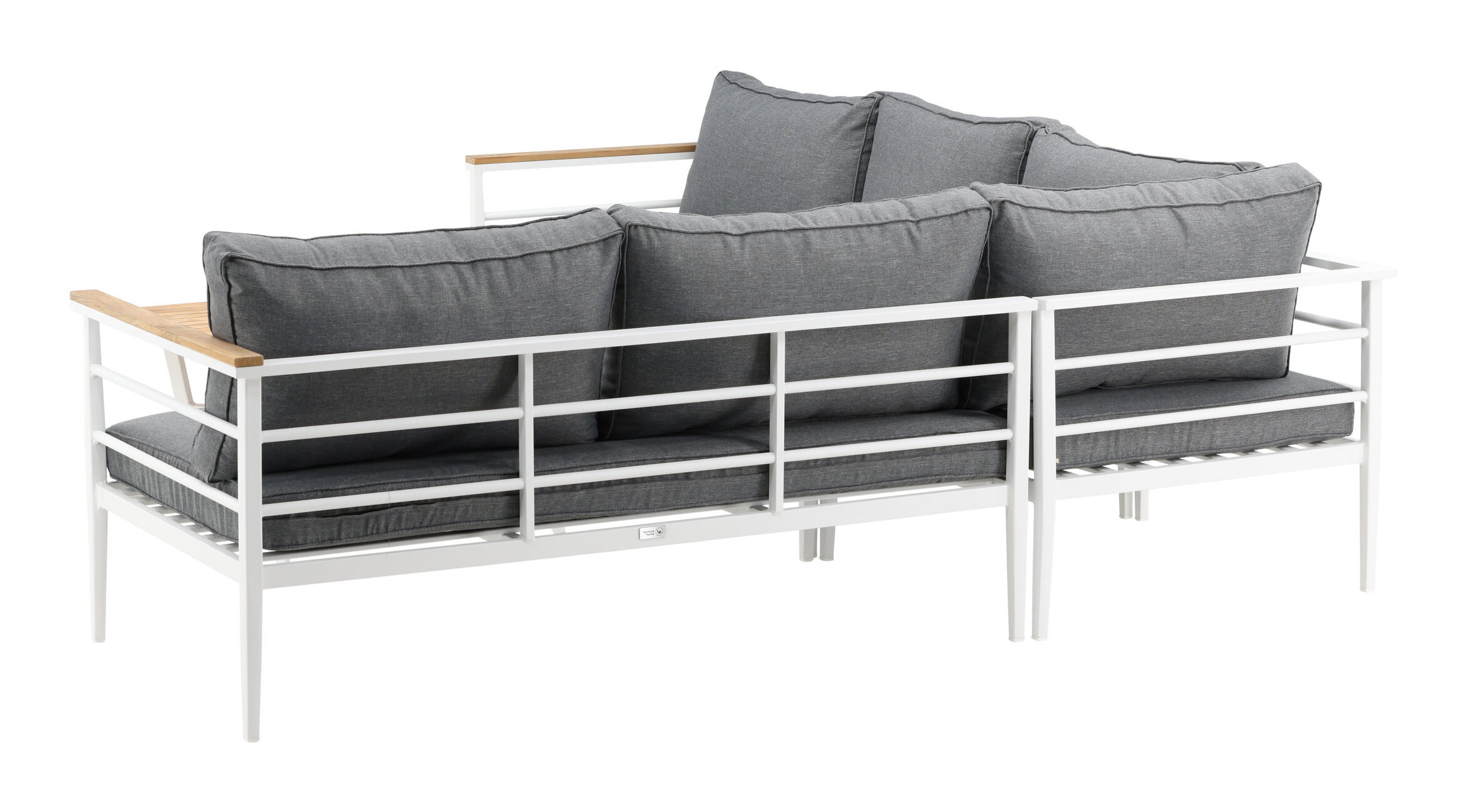 Nohr Loungeset 'Constantina' Teakhout, Met hoekbank en tafel, kleur Wit