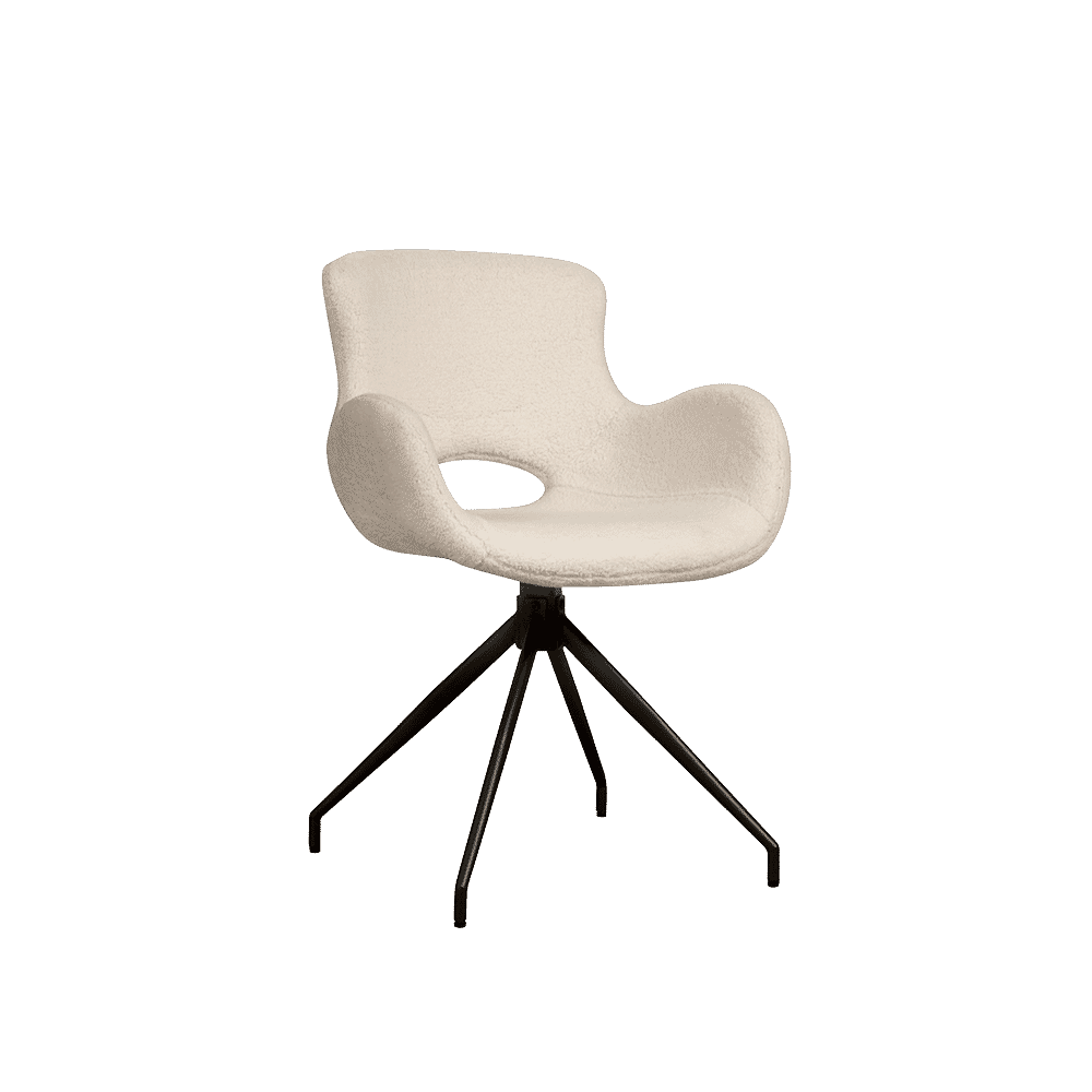 Tower Living Draaibare Eetkamerstoel 'Campo' Teddy, kleur Wit