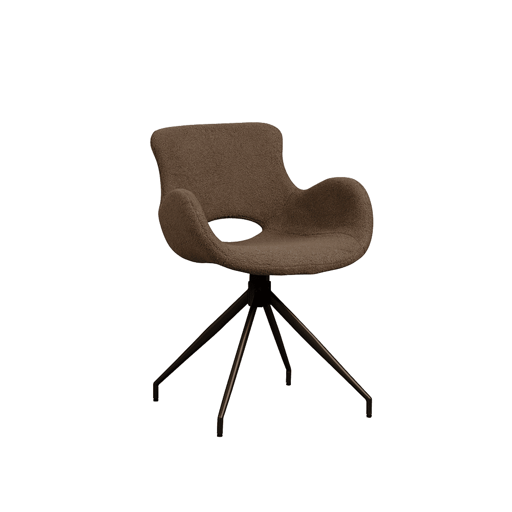 Tower Living Draaibare Eetkamerstoel 'Campo' Teddy, kleur Donkerbruin
