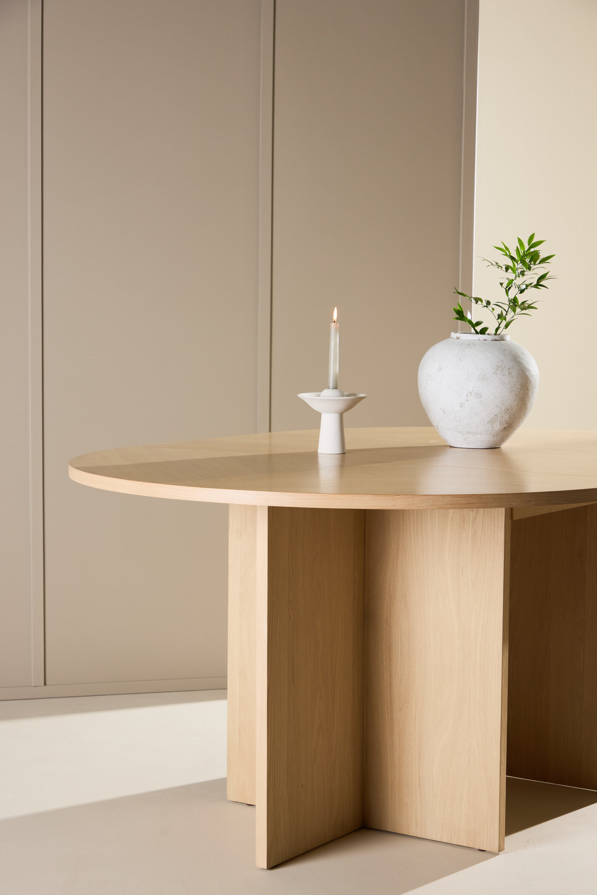 Nohr Uitschuifbare Ronde Eettafel 'Shuree' 120/170 x 120cm, kleur Whitewash