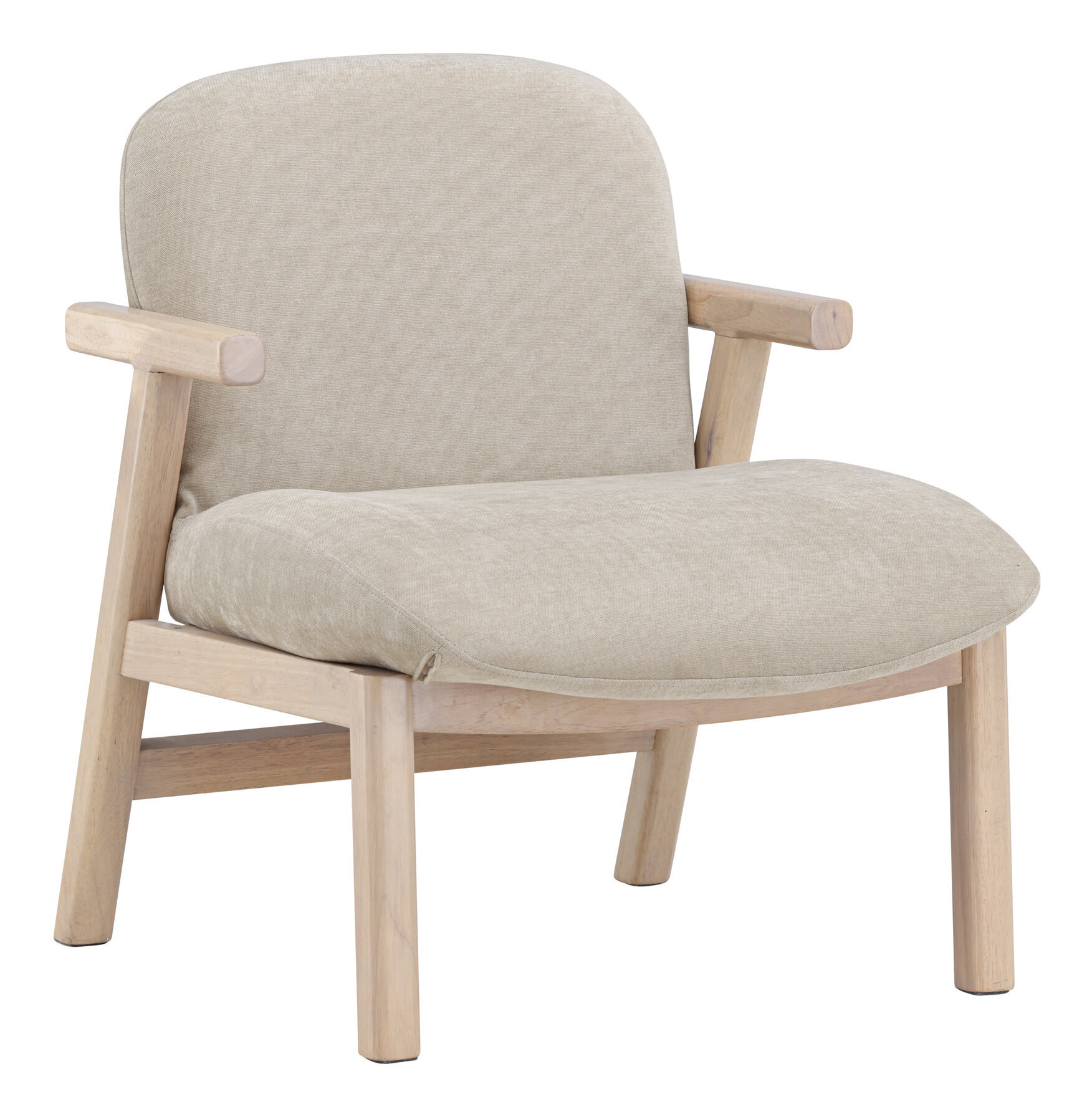 Nohr Fauteuil 'Shanthi' Rubberhout en stof, kleur Beige