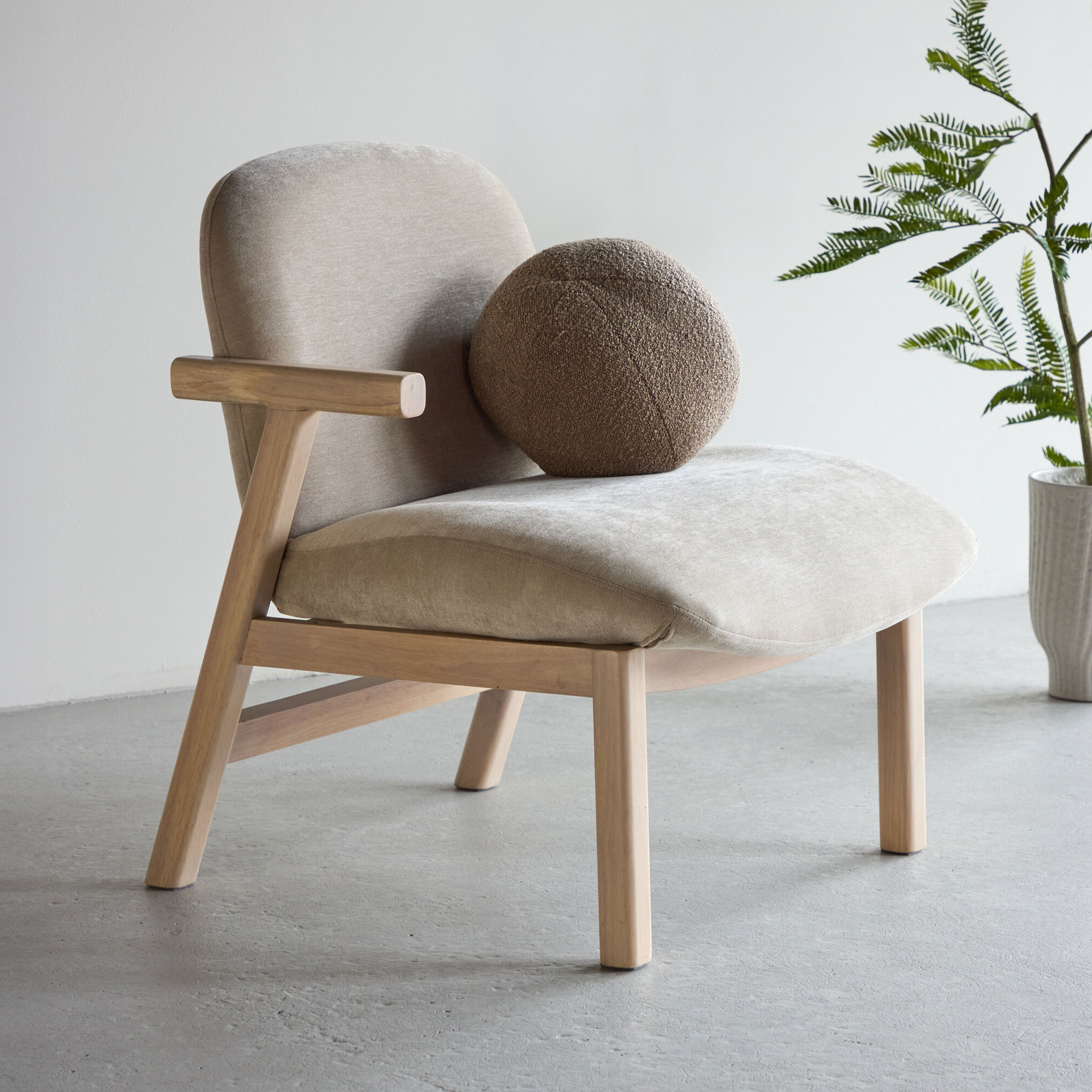 Nohr Fauteuil Shanthi Rubberhout en stof - Beige