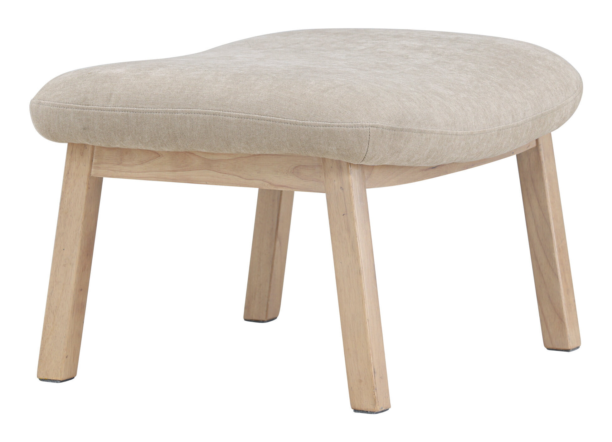 Nohr Hocker 'Shanthi' Rubberhout en stof, kleur Beige