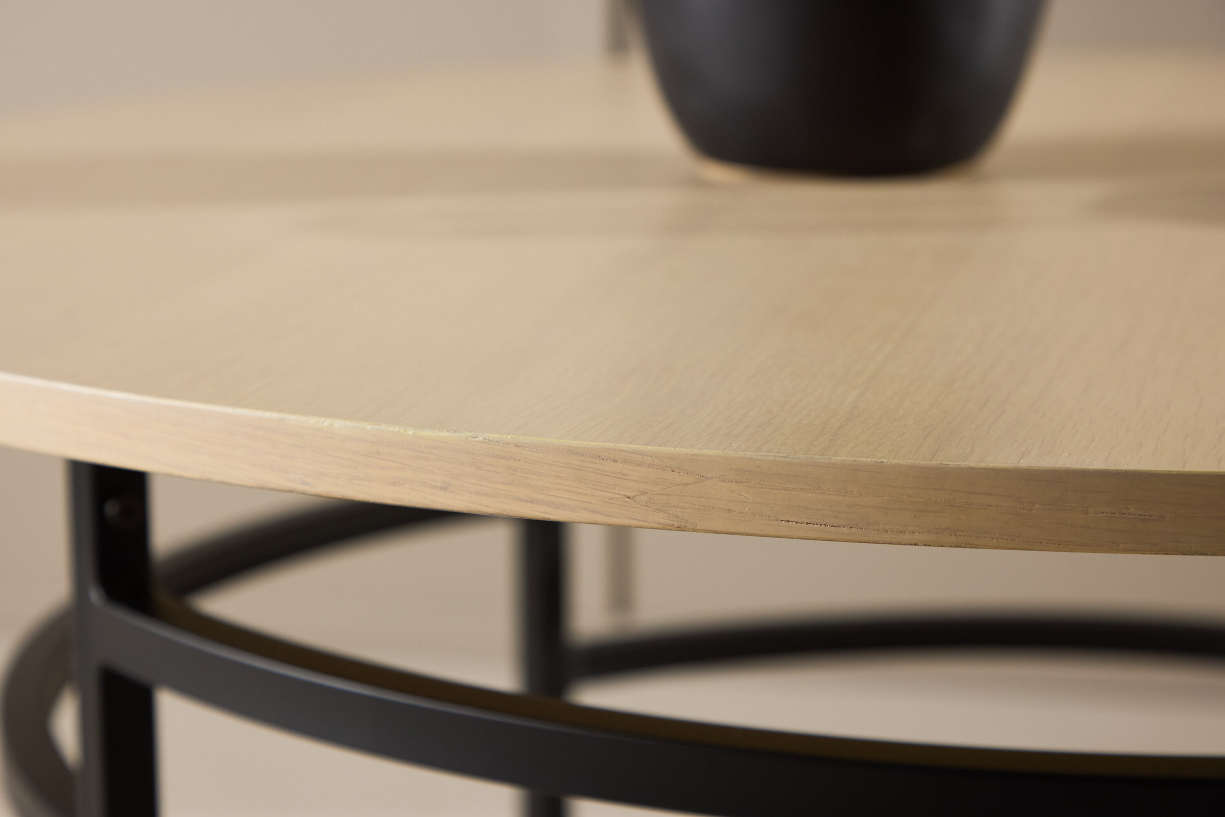 Nohr Ronde Salontafel 'Vu' 100cm, kleur Whitewash/Zwart