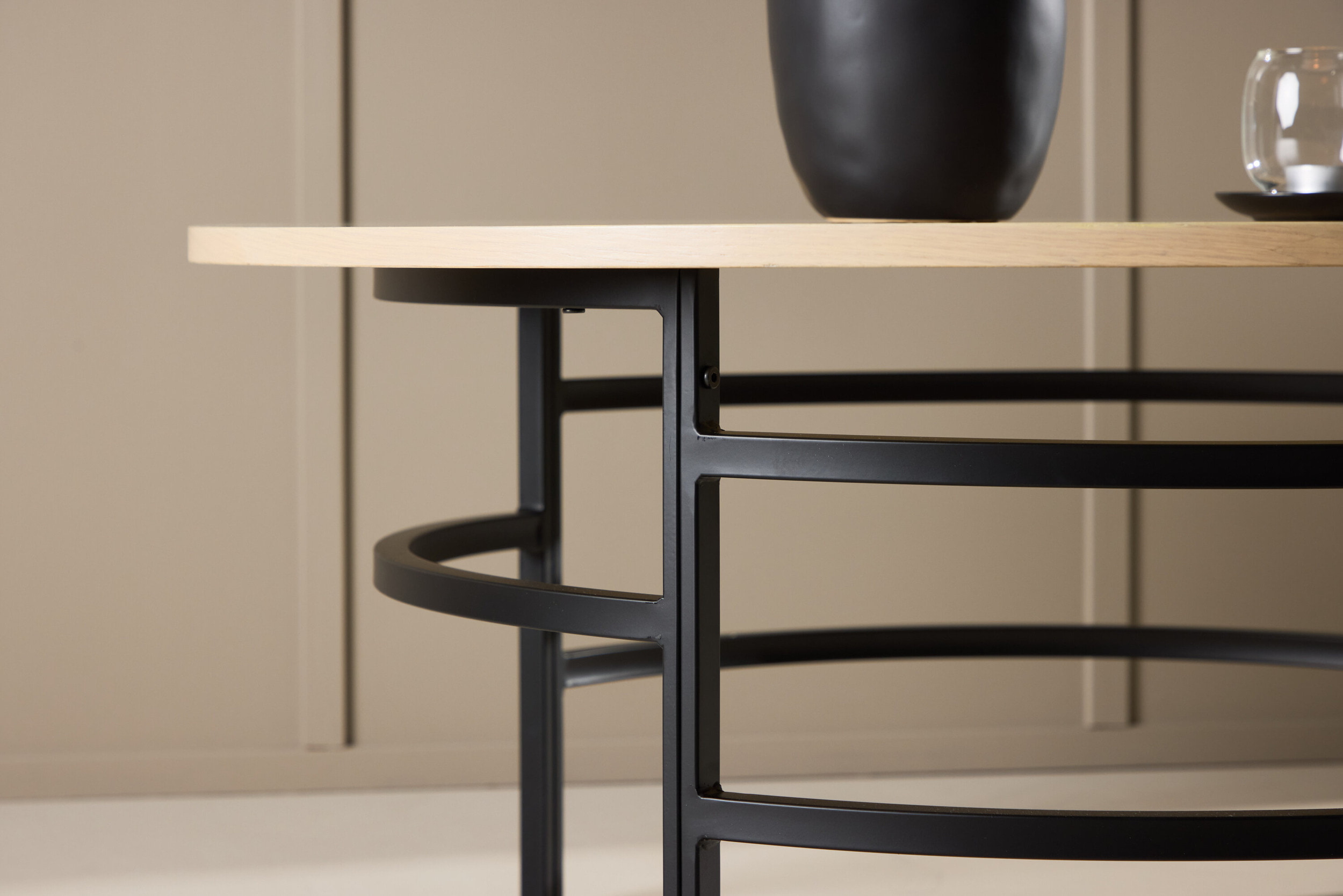 Nohr Ronde Salontafel 'Vu' 100cm, kleur Whitewash/Zwart