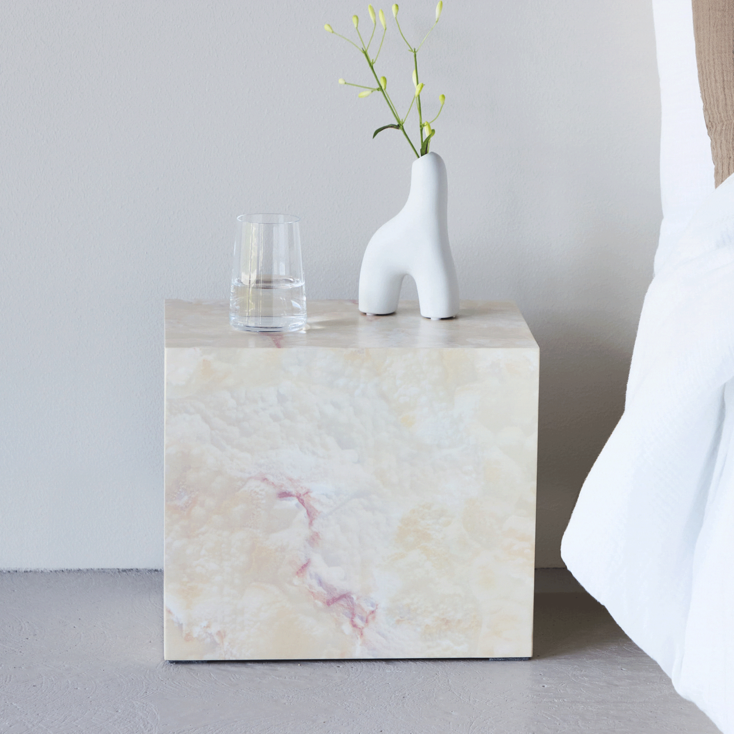 Nohr Bijzettafel Katiana Marmerlook, 35 x 25cm - Beige