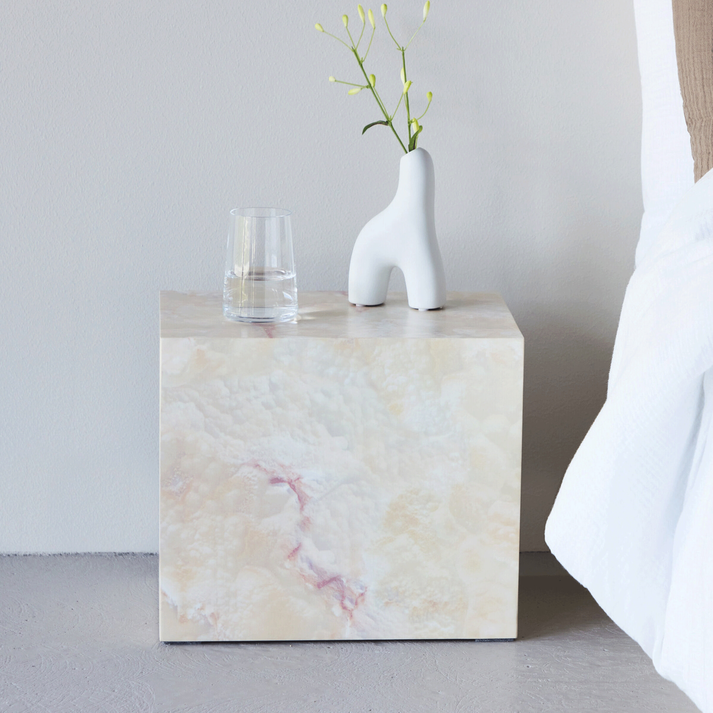 Nohr Bijzettafel Katiana Marmerlook, 35 x 25cm - Beige
