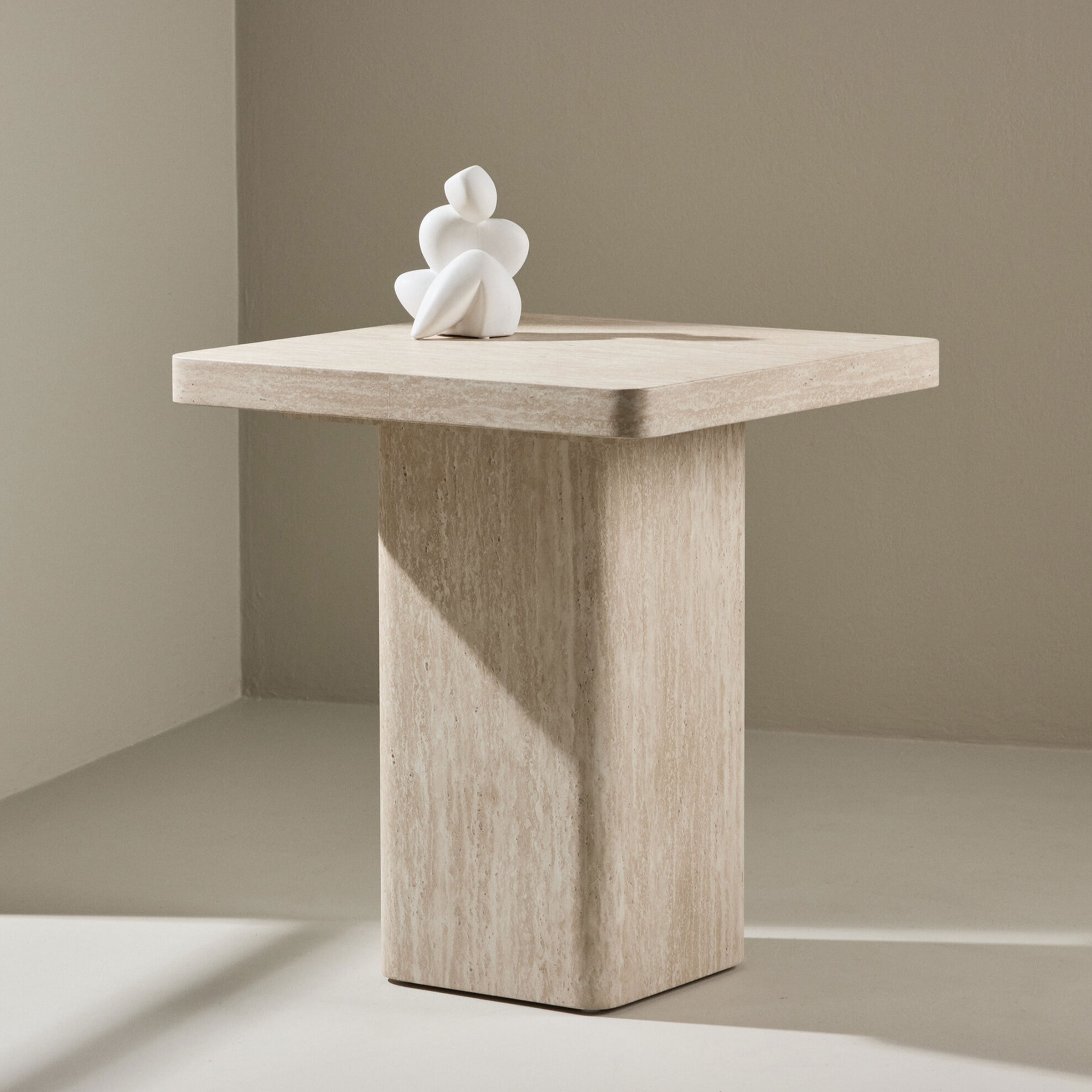 Nohr Vierkante Bijzettafel Antonios Travertinlook, 50 x 50cm - Beige
