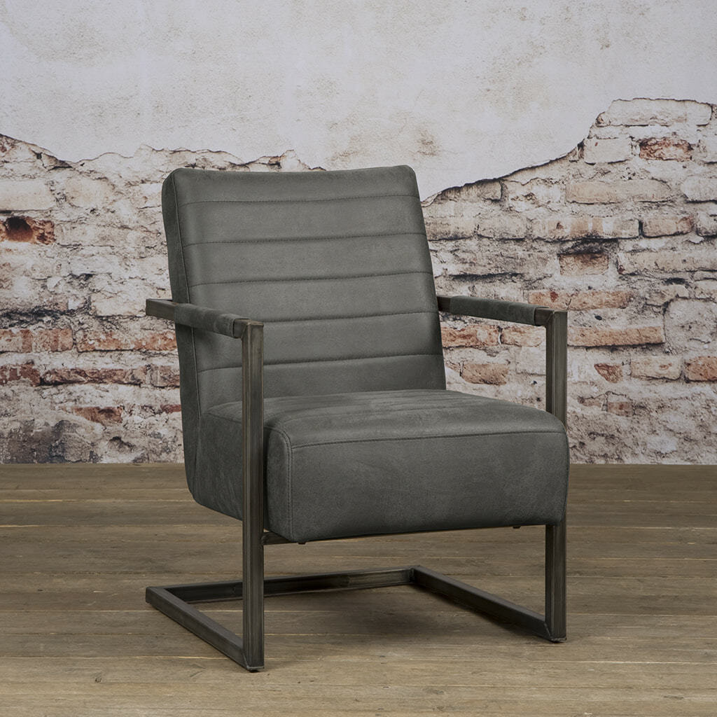 Tower Living Fauteuil 'Rocca' Leder, kleur Antraciet