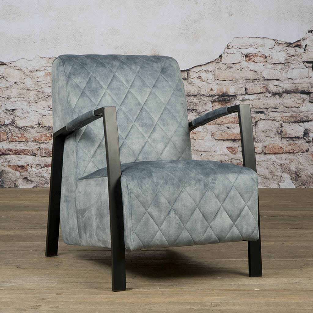 Tower Living Fauteuil 'Villa' Velvet, kleur Blauw