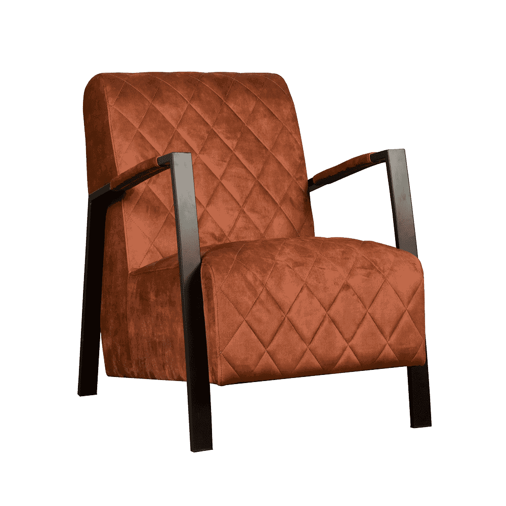 Tower Living Fauteuil 'Villa' Velvet, kleur Koper