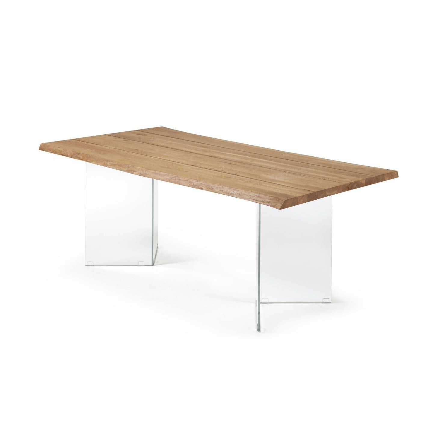 Kave Home Eettafel 'Lotty' Eiken/Glas, 180 x 100cm