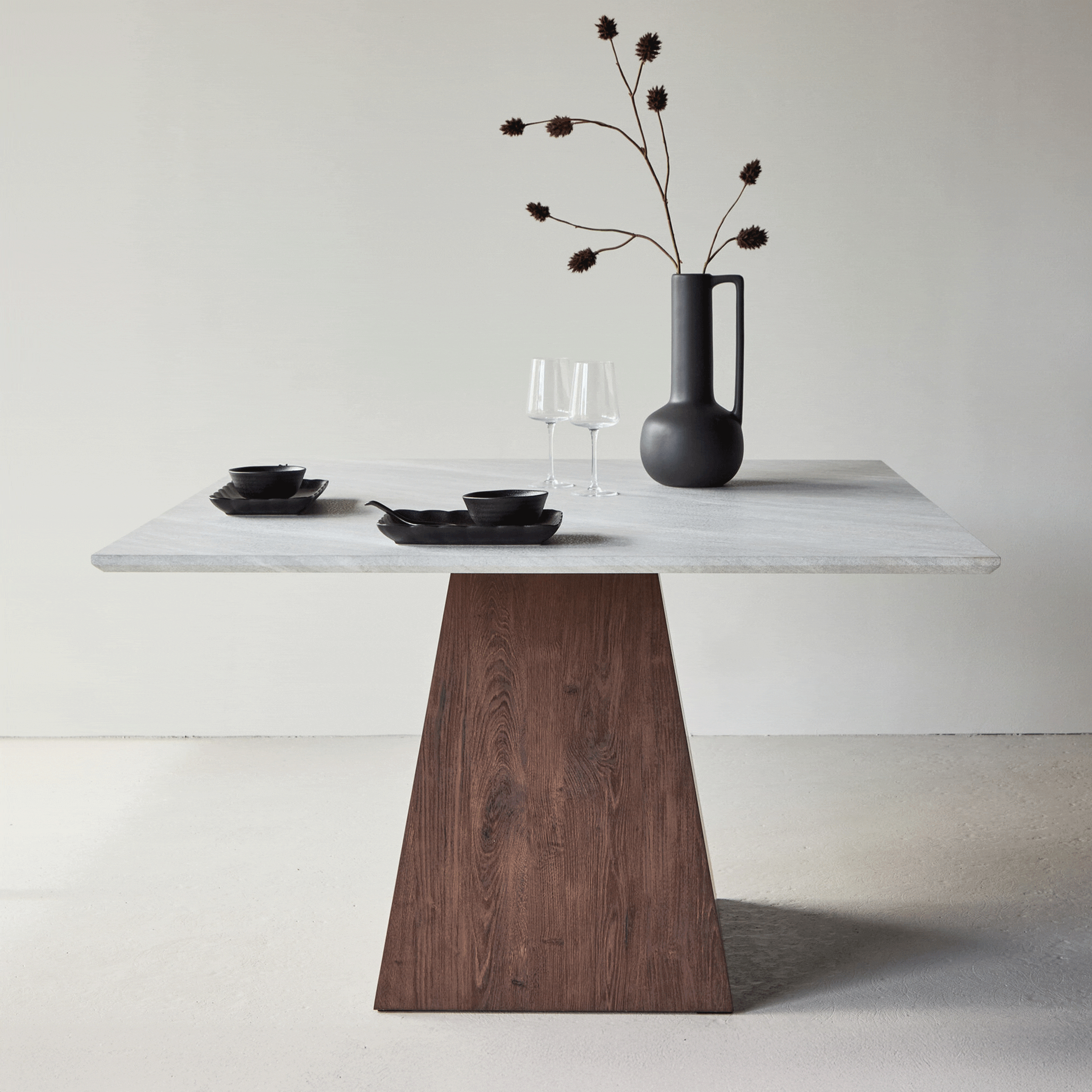 Nohr Vierkante Eettafel Cythia Marmerlook, 120 x 120cm - Lichtgrijs