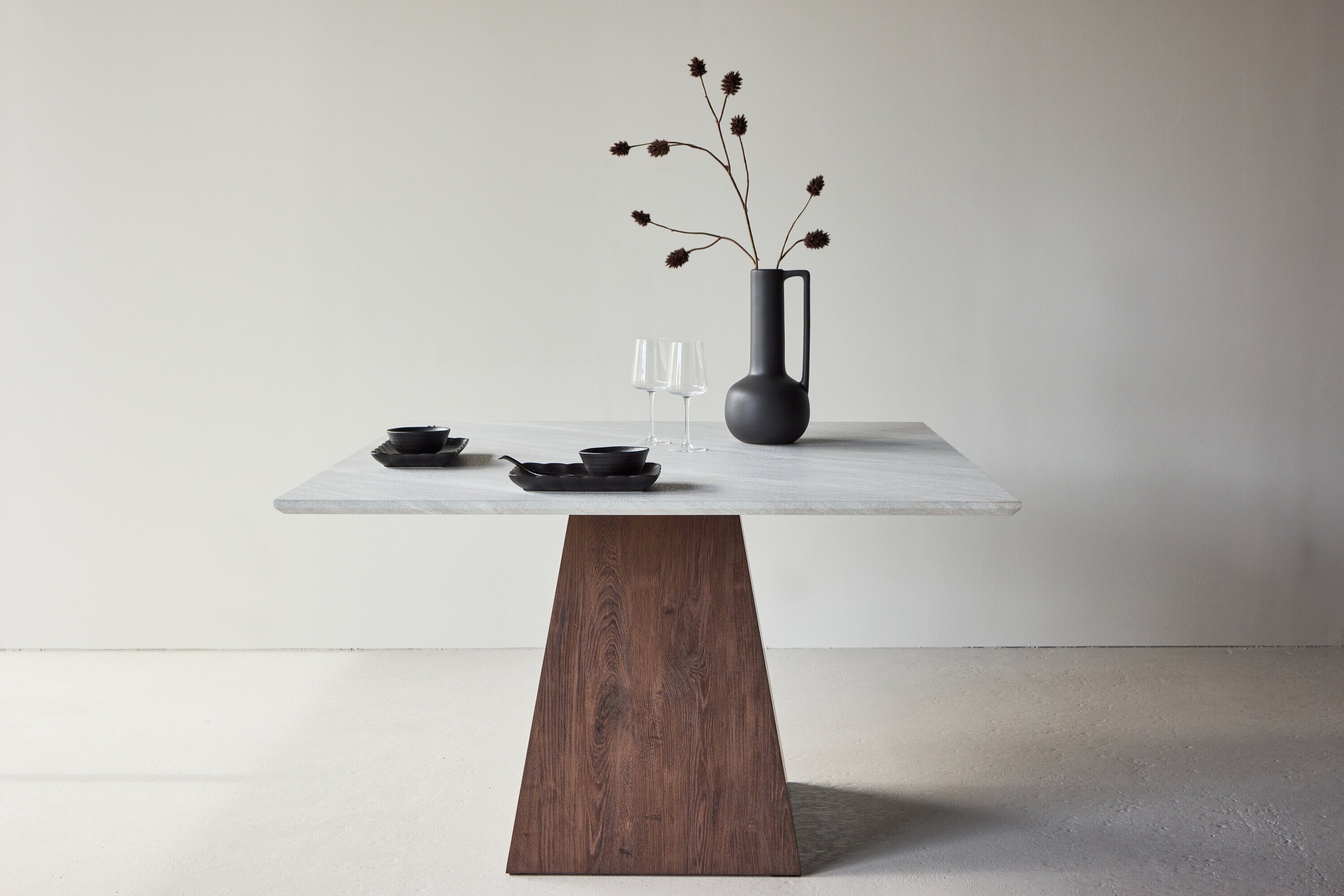 Nohr Vierkante Eettafel Cythia Marmerlook, 120 x 120cm - Lichtgrijs
