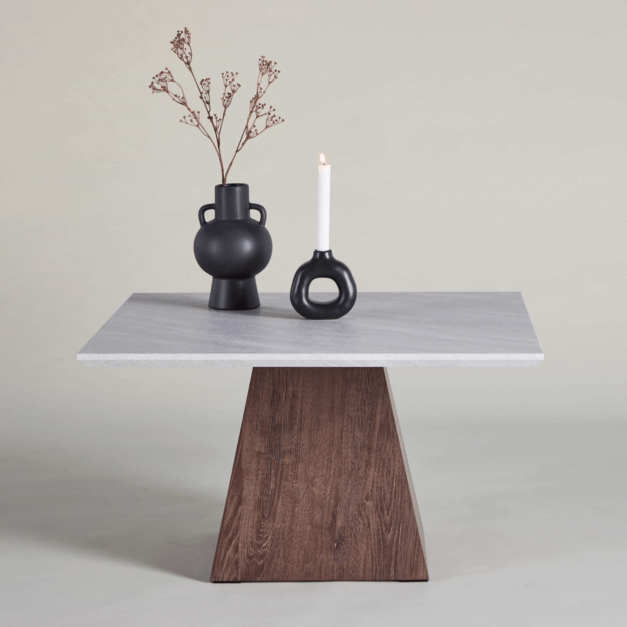 Nohr Salontafel Cythia Marmerlook, 80 x 80cm - Lichtgrijs - Vierkant
