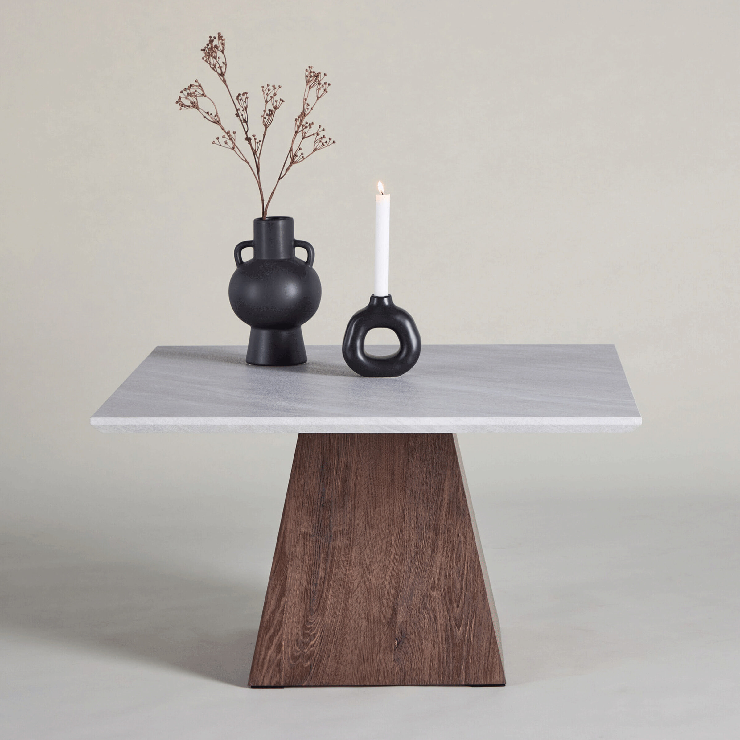 Nohr Salontafel Cythia Marmerlook, 80 x 80cm - Lichtgrijs - Vierkant