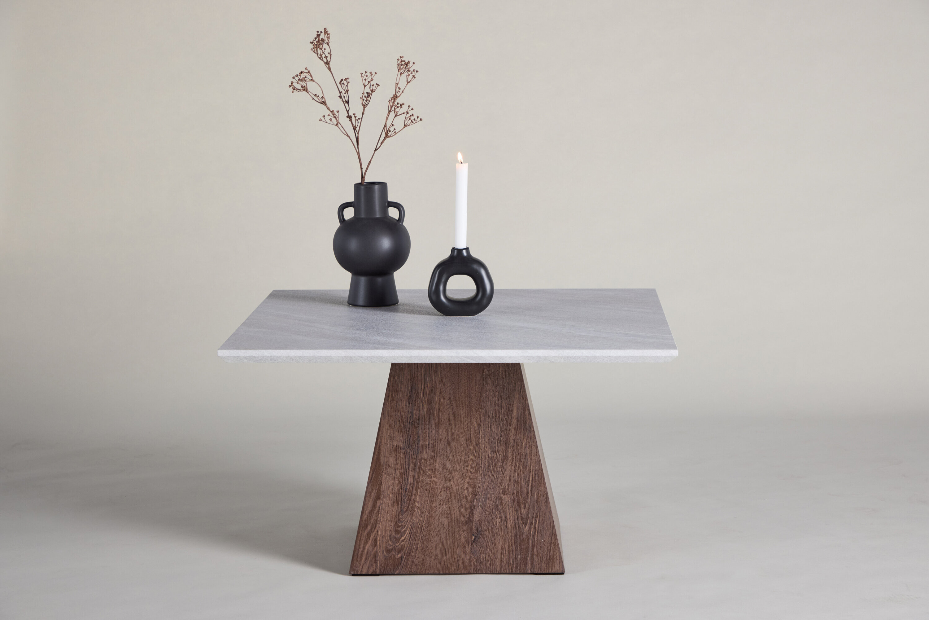 Nohr Salontafel Cythia Marmerlook, 80 x 80cm - Lichtgrijs - Vierkant