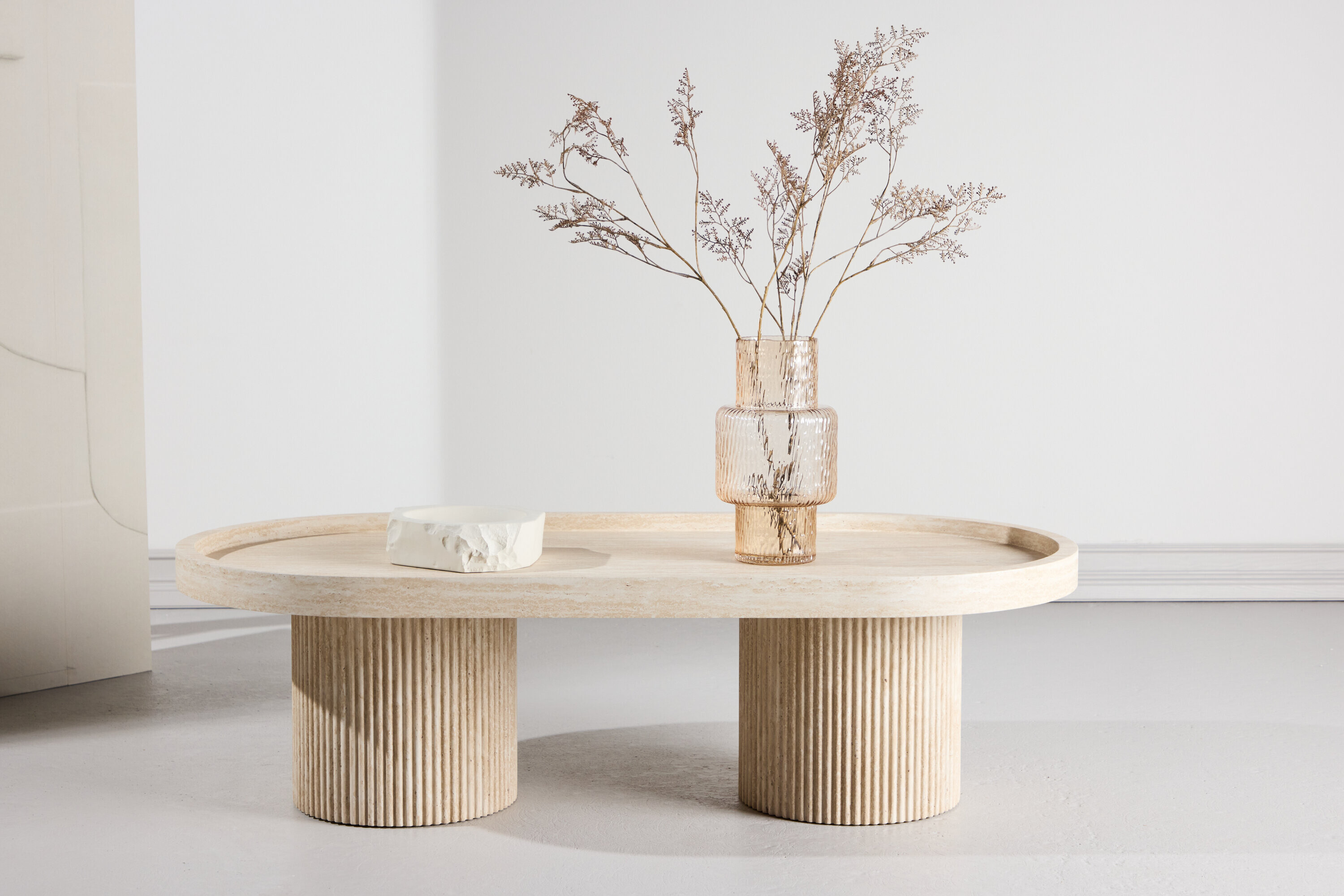 Nohr Ovale Salontafel Mikos Travertinlook, 120 x 60cm - Beige - Ovaal
