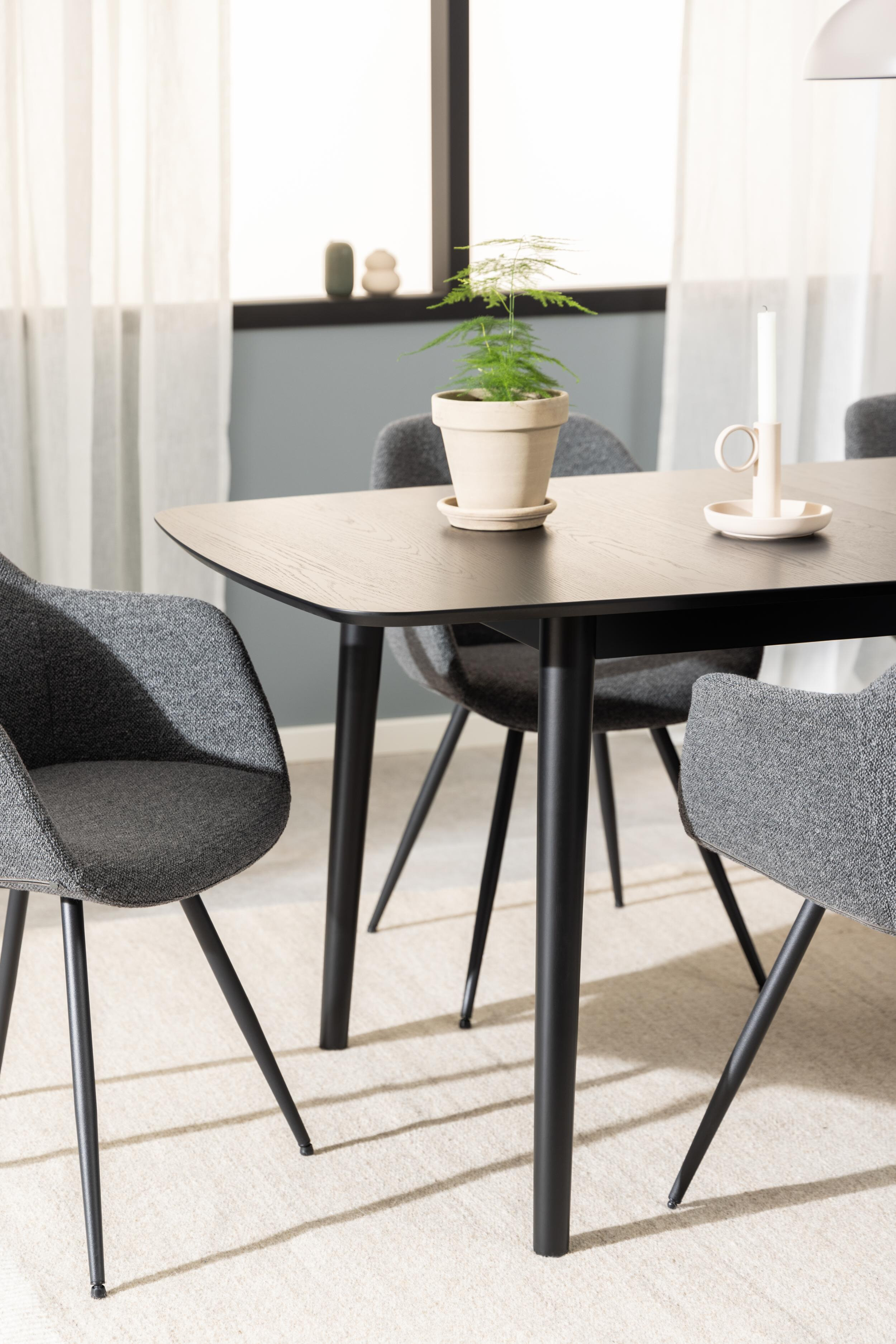 Bendt Uitschuifbare Eettafel 'Montreux' Eiken 180-219 x 90cm, kleur zwart