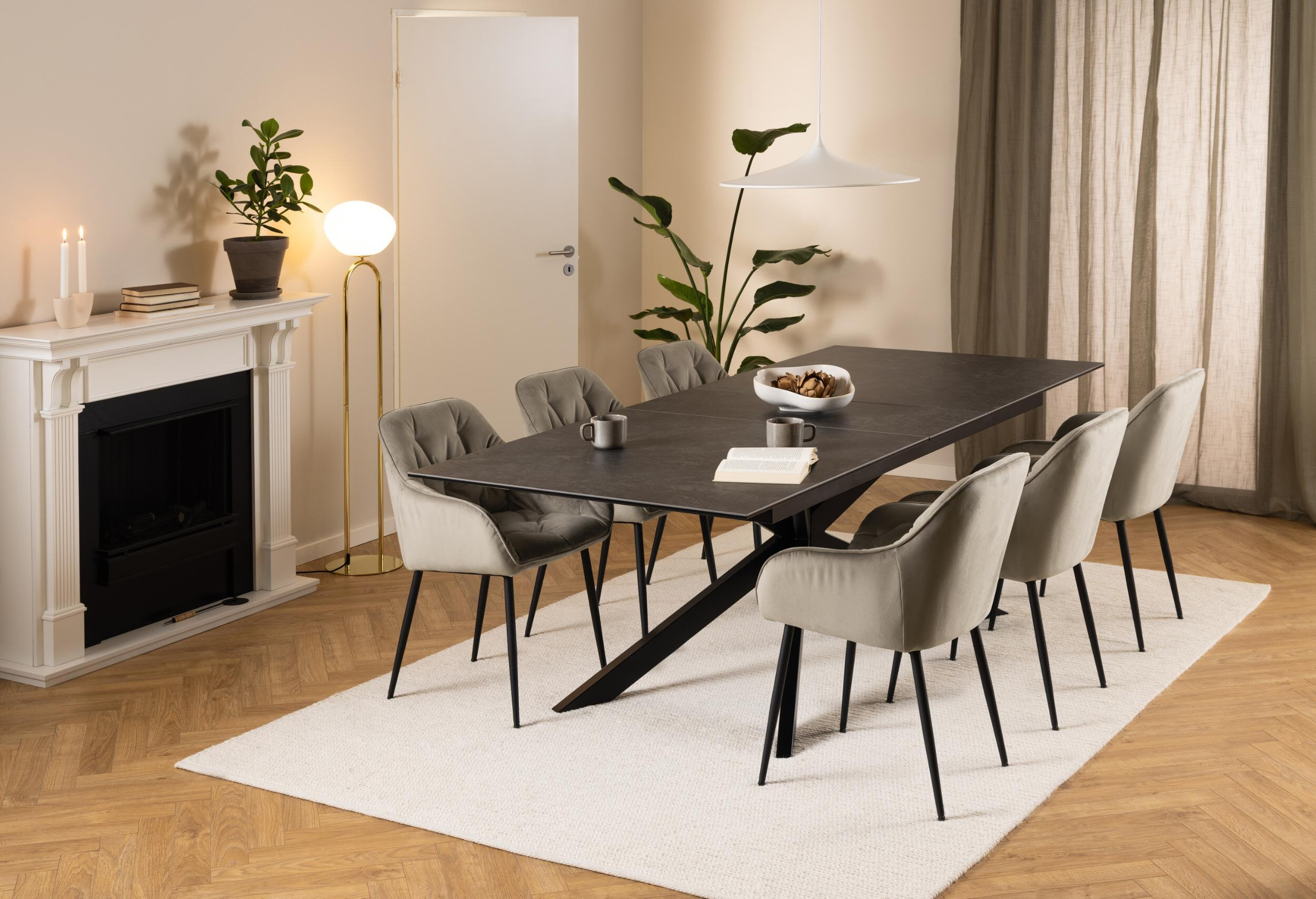 Bendt Uitschuifbare Eettafel 'Chrislyn' Keramiek 200-240 x 100cm, kleur Zwart