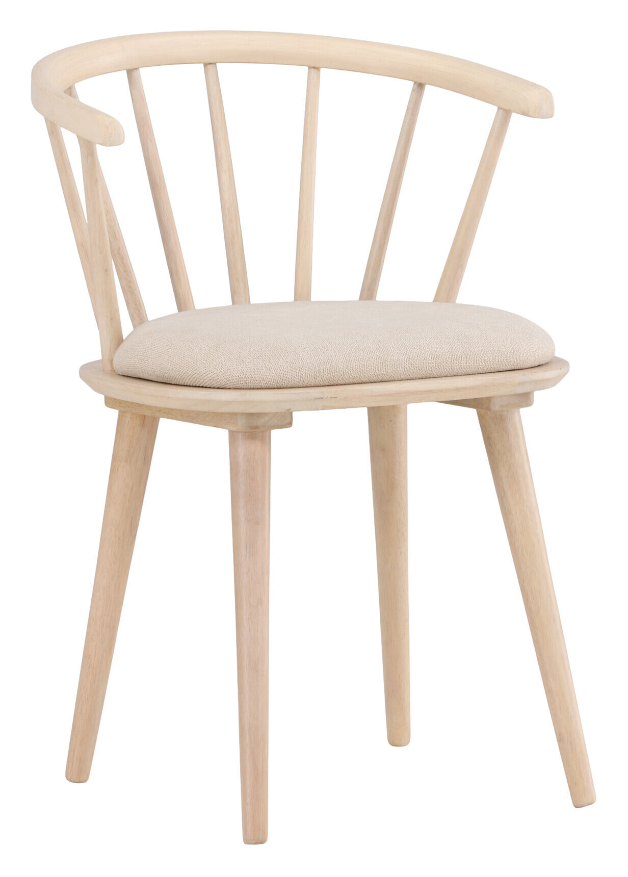 Nohr Eetkamerstoel 'Araseli' Rubberhout en stof, kleur Beige