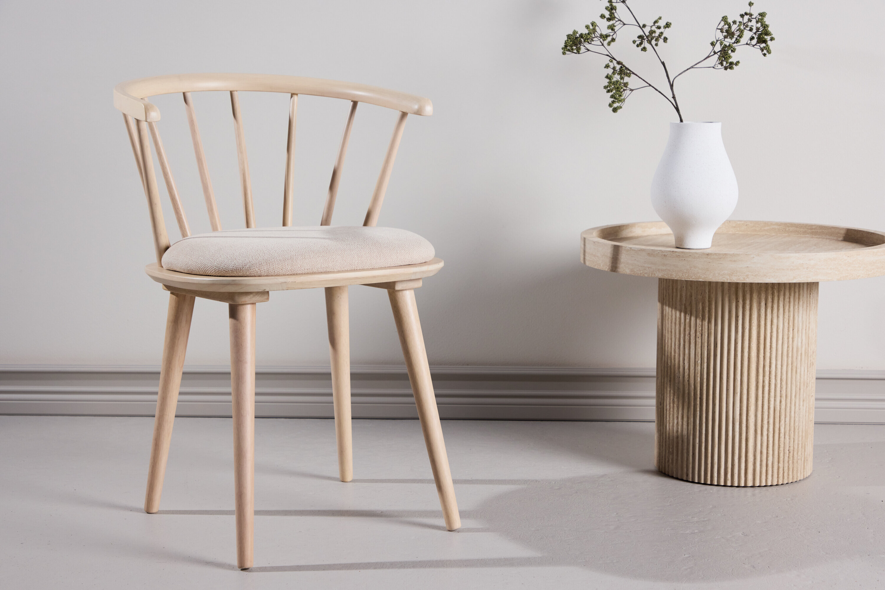 Nohr Eetkamerstoel Araseli Rubberhout en stof - Beige