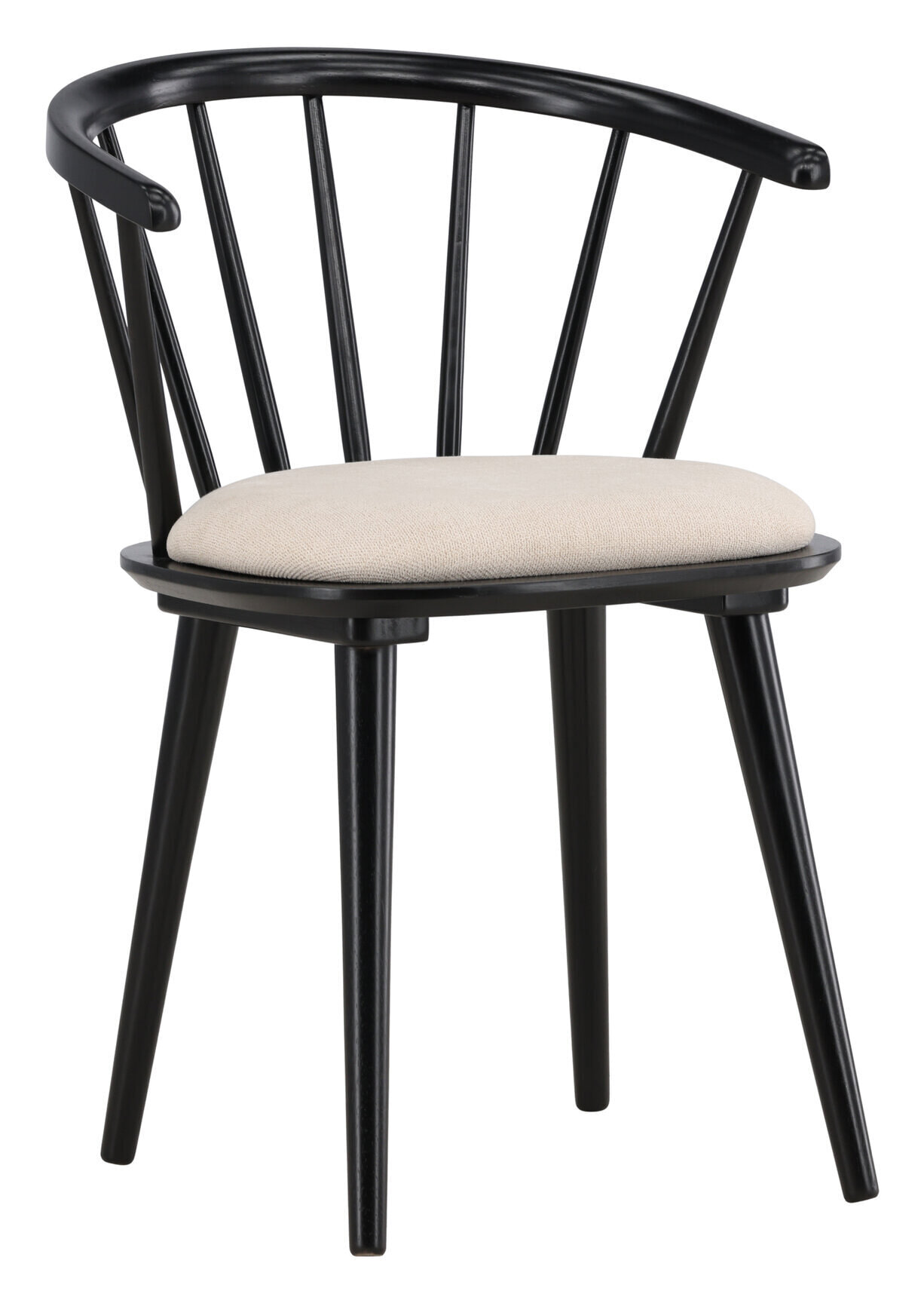 Nohr Eetkamerstoel 'Araseli' Rubberhout en stof, kleur Beige/Zwart