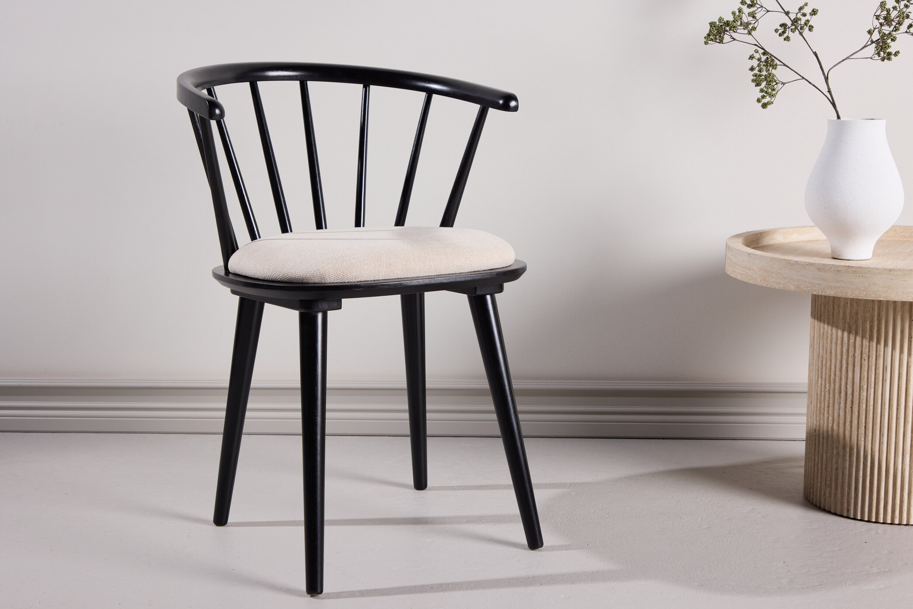 Nohr Eetkamerstoel Araseli Rubberhout en stof - Beige/Zwart
