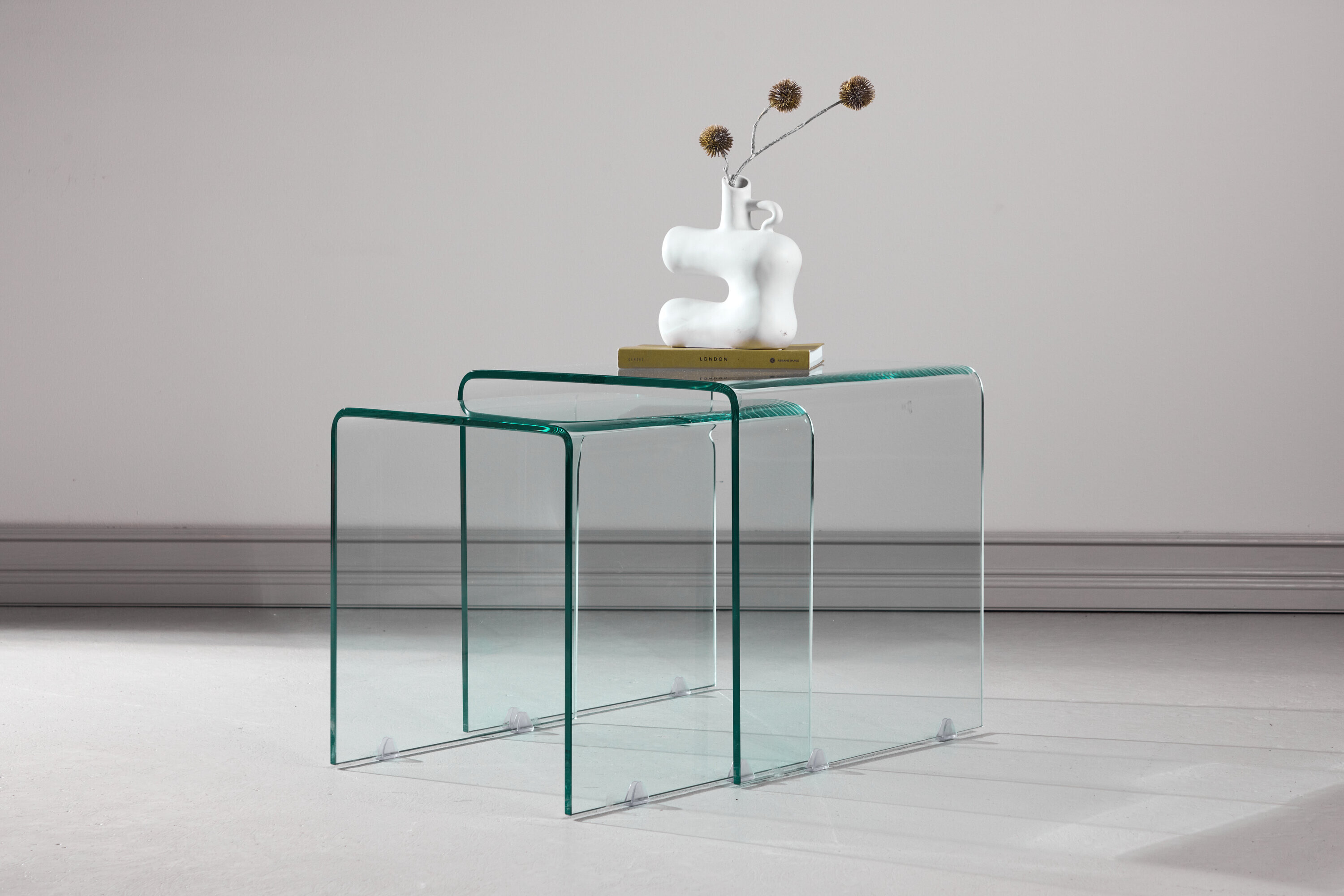 Nohr Bijzettafel Rockwell Glas, Set van 2 stuks - Transparant - Vierkant