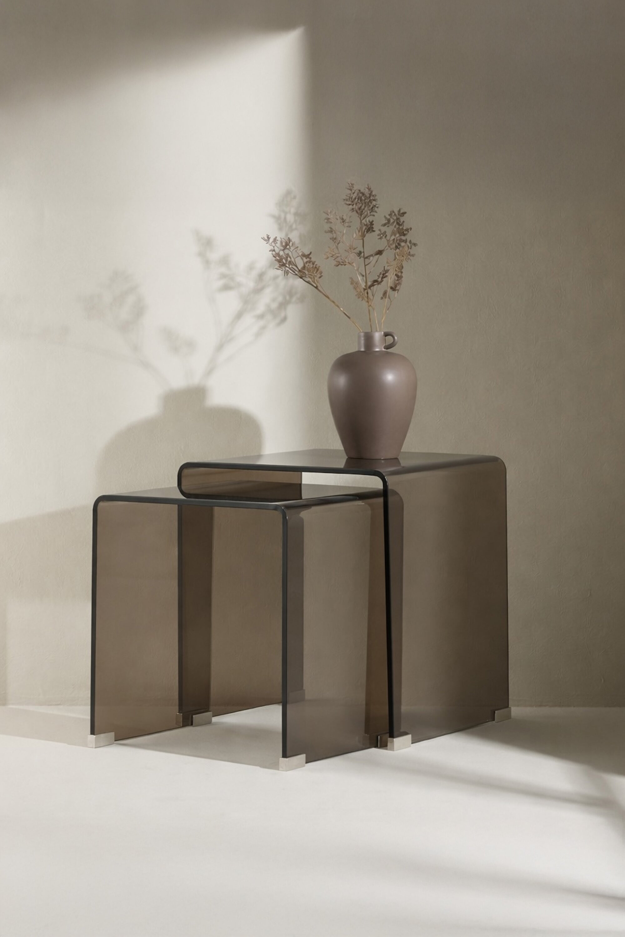 Nohr Bijzettafel 'Rockwell' Glas, Set van 2 stuks