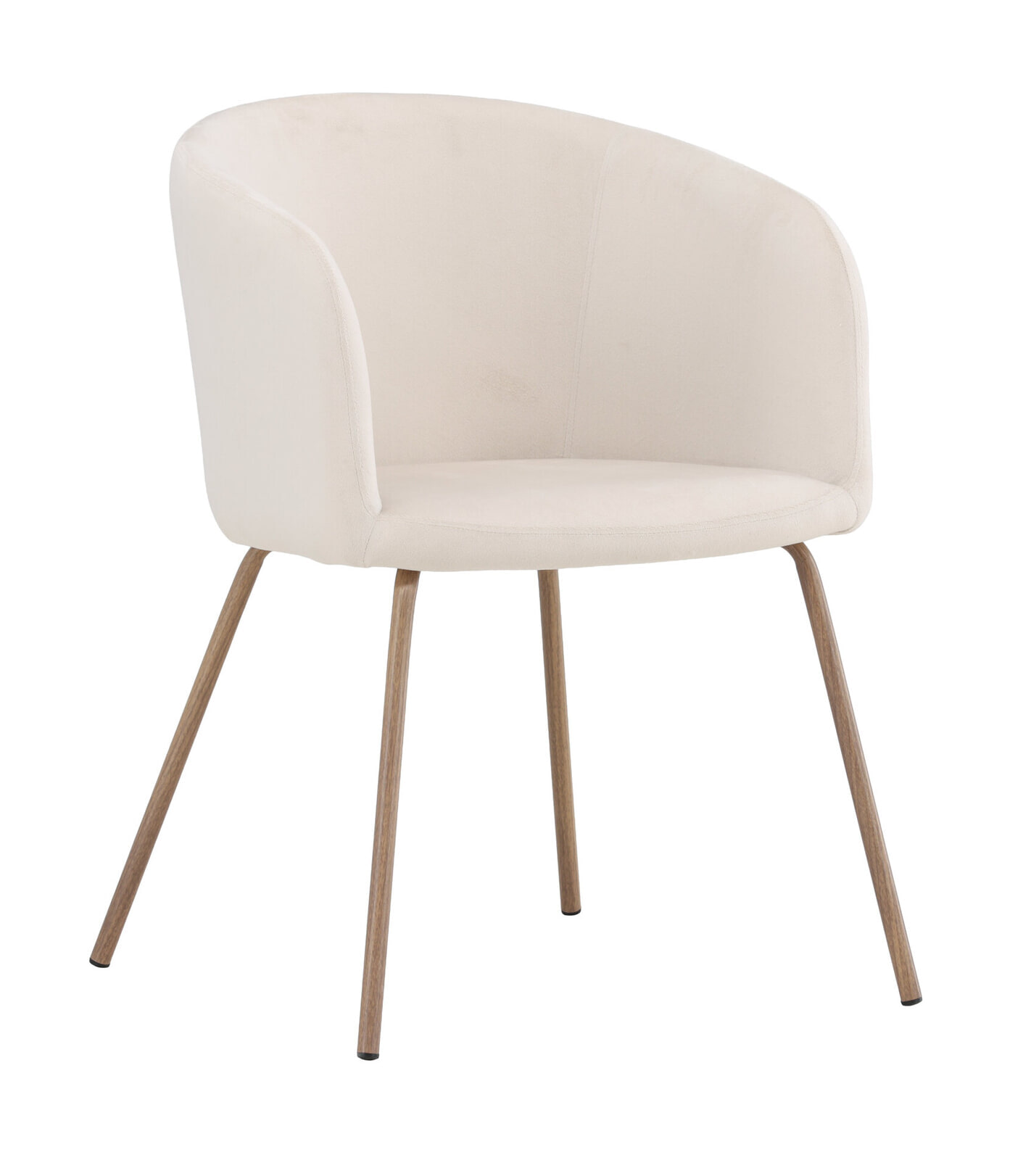 Nohr Eetkamerstoel 'Karna' Velvet, kleur Crème/Walnoot