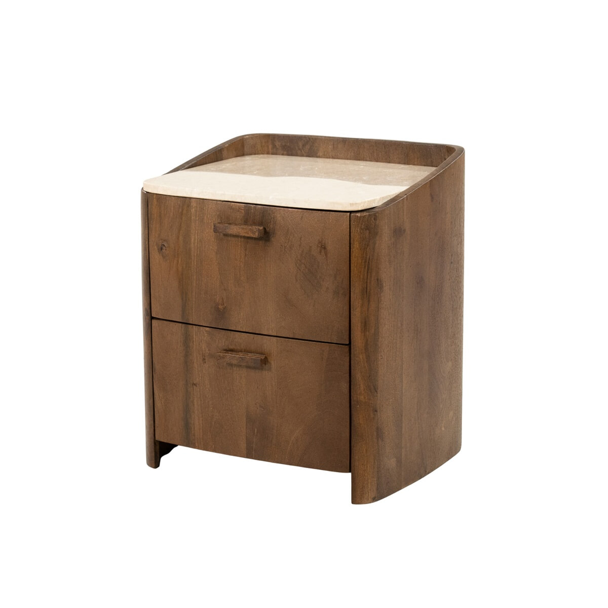 Eleonora Nachtkastje 'Mabel' Marmer en mangohout, Met 2 lades