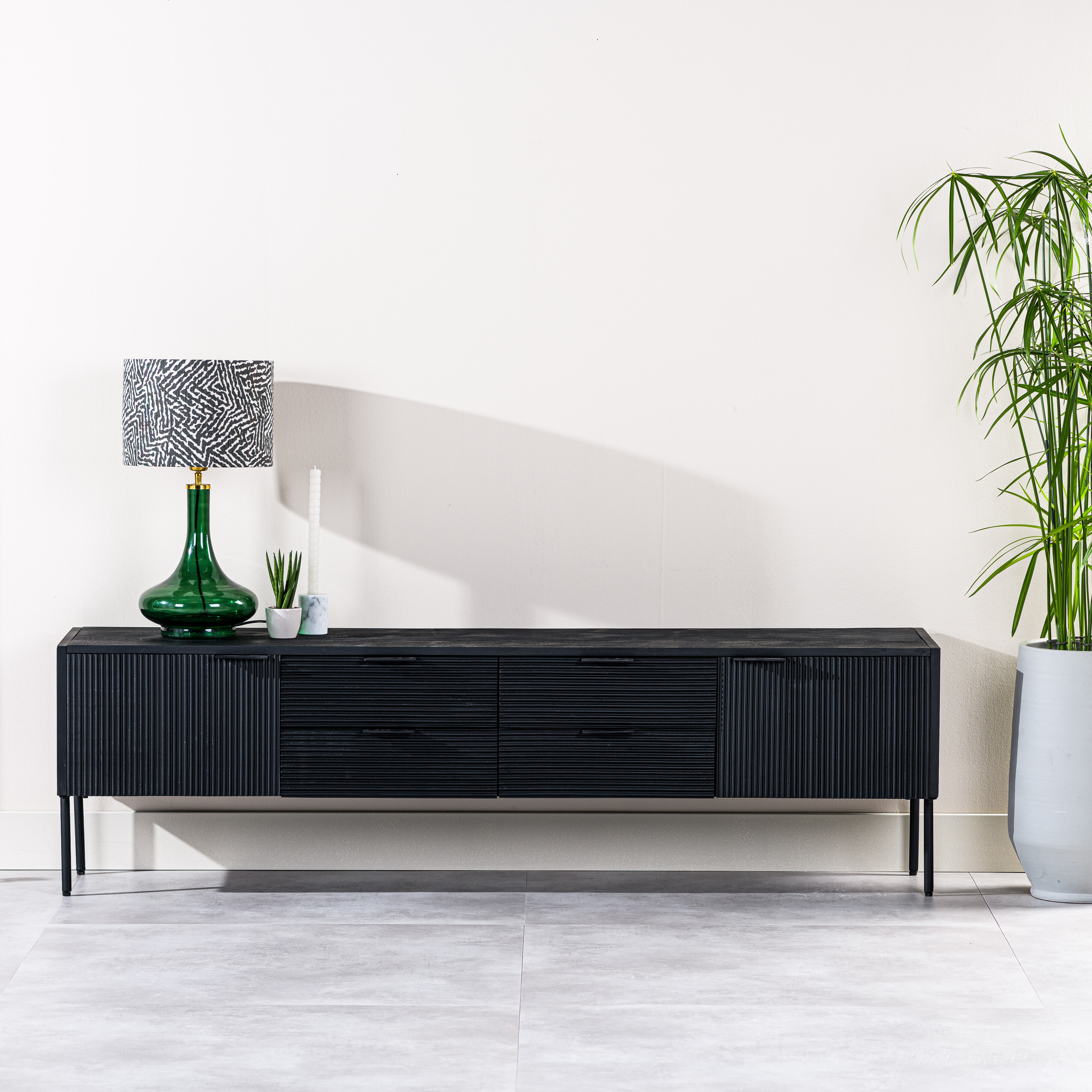 BASE TV-meubel Linae Mangohout, 175 cm - Zwart
