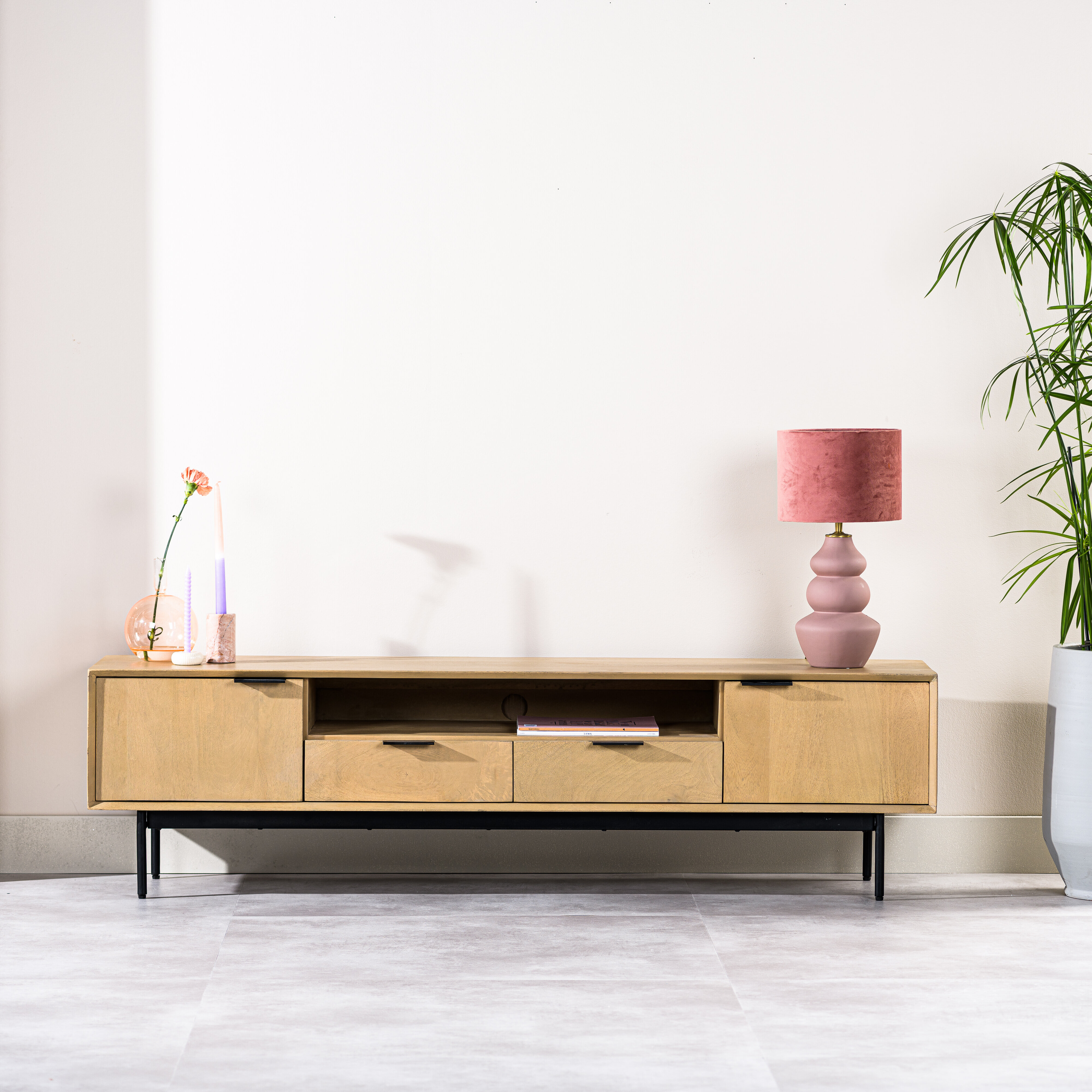 BASE TV-meubel Erron Mangohout, 170 cm - Naturel
