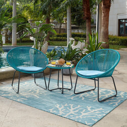 Artistiq Tuinset 'Pablo' 2 stoelen + tafel, kleur Turquoise