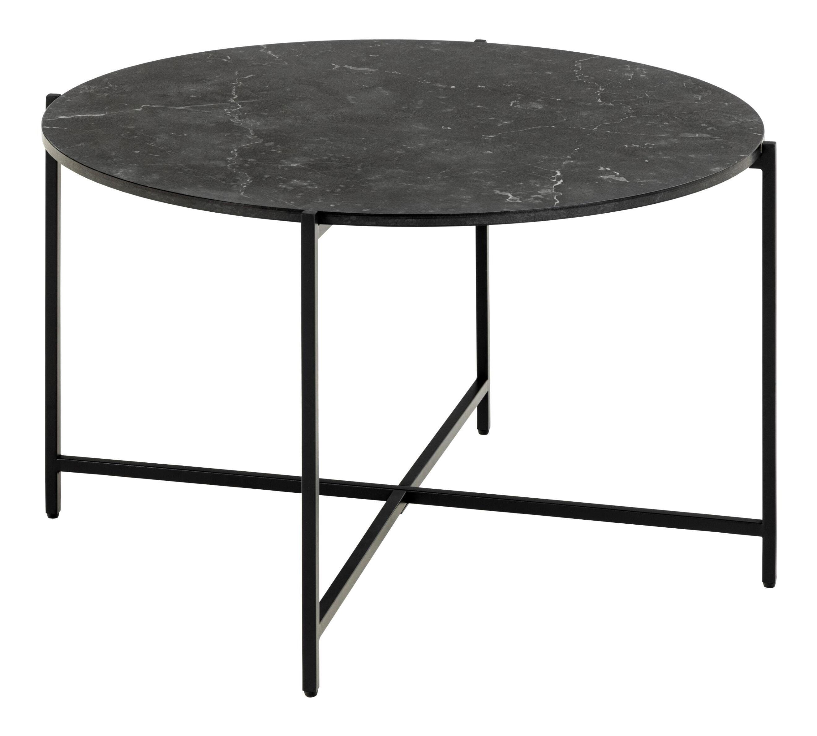 Bendt Ronde Salontafel Natally Marmerlook, 70cm - Zwart