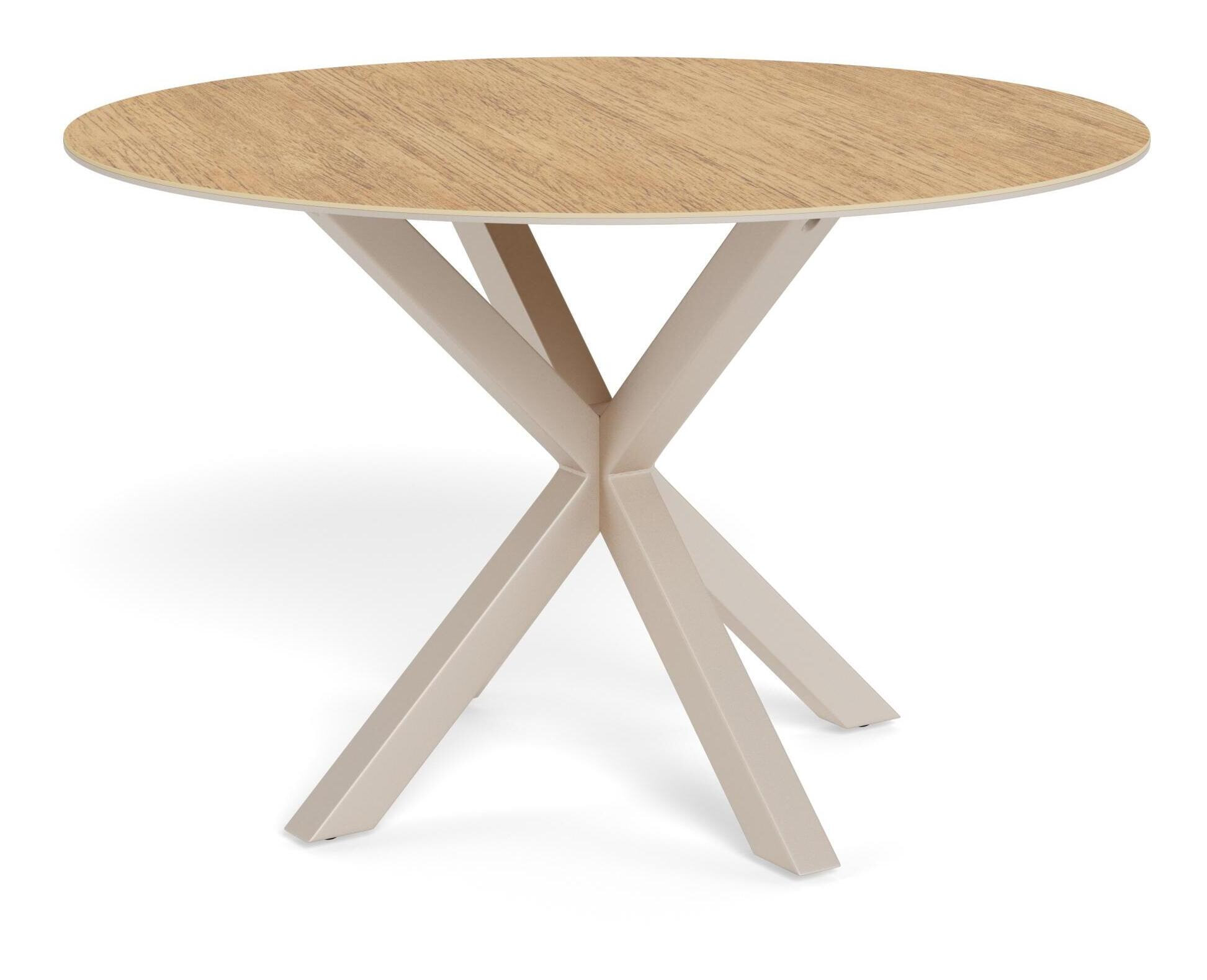 Bendt Ronde Eettafel Line Keramiek met eikenlook, 119cm - Naturel