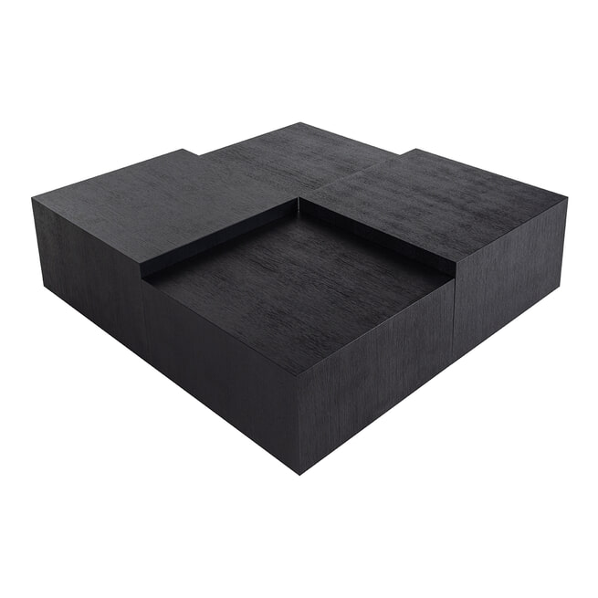 Richmond Vierkante Salontafel 'Oakura' / 'Tetrad' Eiken Set van 4 stuks, kleur zwart