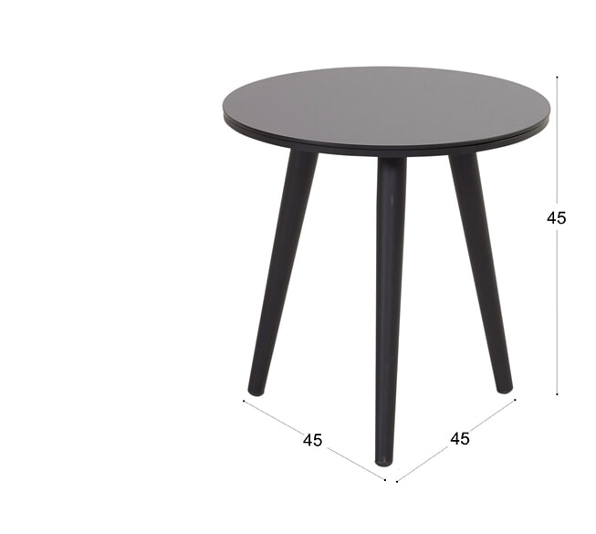 Hartman Outdoor Ronde Bijzettafel 'Sophie' HPL, 45 x 45cm, kleur Zwart
