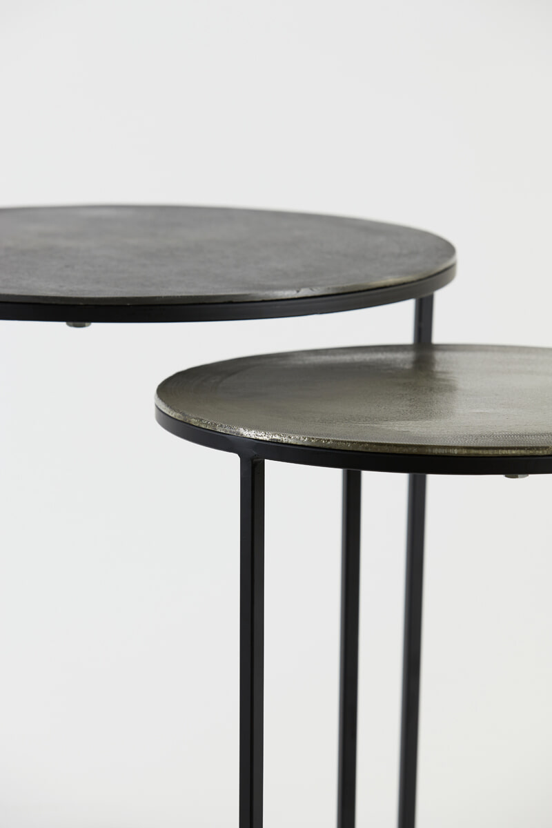 Light & Living Bijzettafel 'Talca' Set van 2 stuks, 40/49cm, kleur Antiek Lood