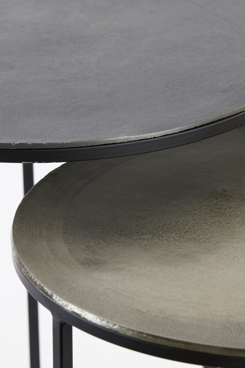 Light & Living Bijzettafel 'Talca' Set van 2 stuks, 40/49cm, kleur Antiek Lood