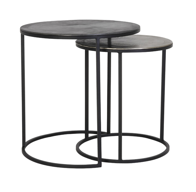 Light & Living Bijzettafel 'Talca' Set van 2 stuks, 40/49cm, kleur Antiek Lood