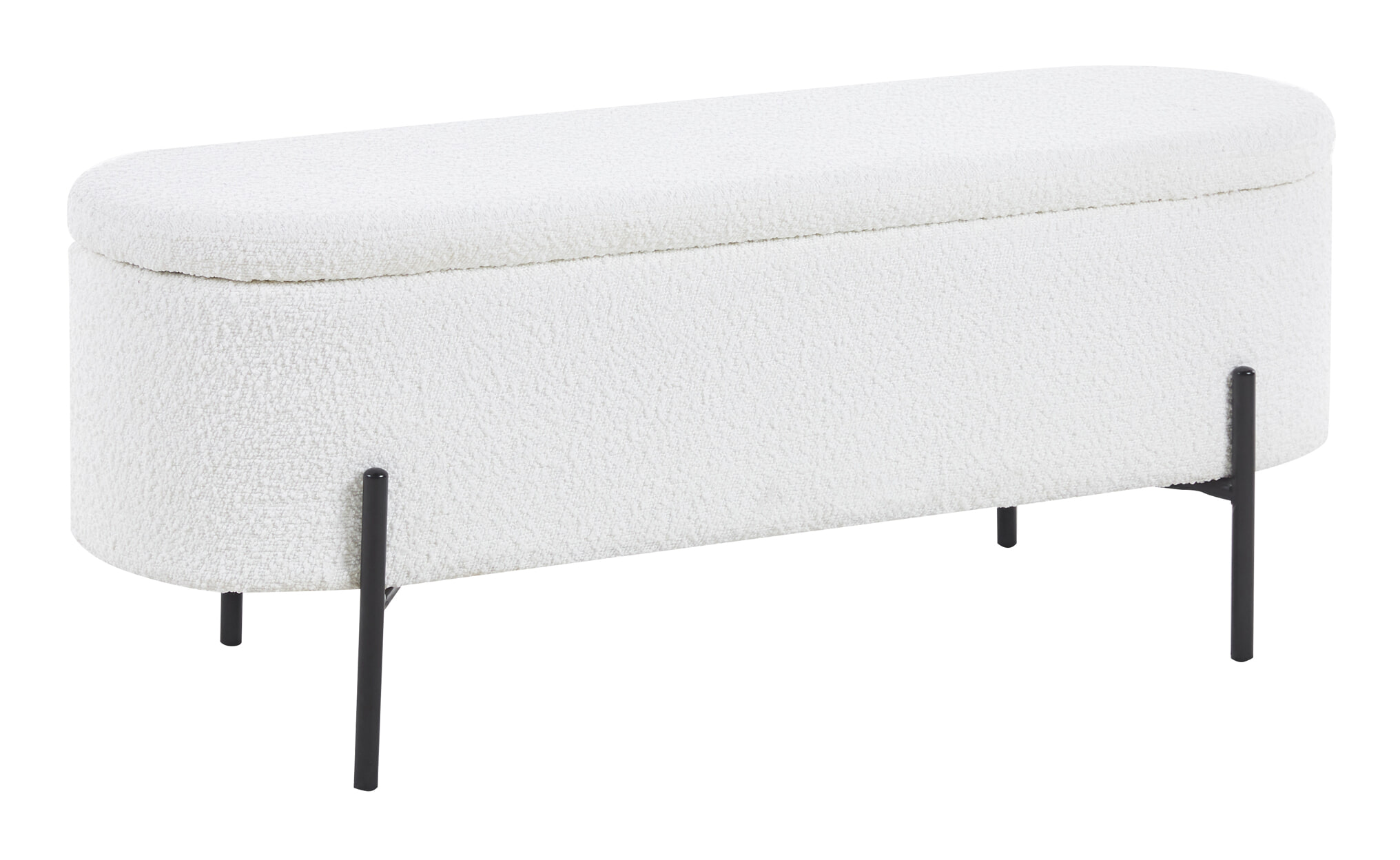 Artistiq bankje 'Clent' 110cm, Bouclé, kleur wit