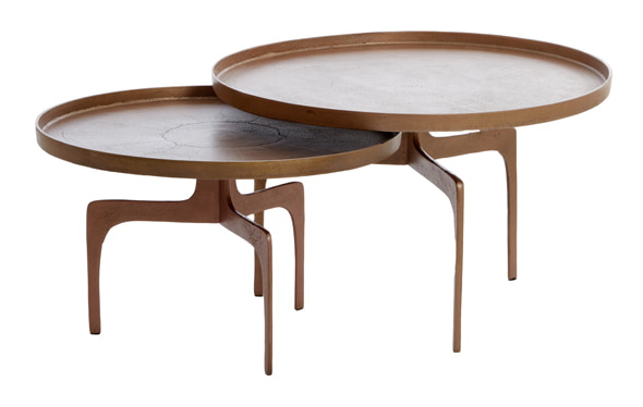 Light & Living Salontafel 'Pano' Set van 2 stuks, kleur Donker Brons