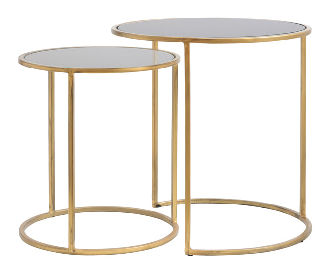 Light & Living Bijzettafel 'Duarte' Set van 2 stuks, glas smoke-goud